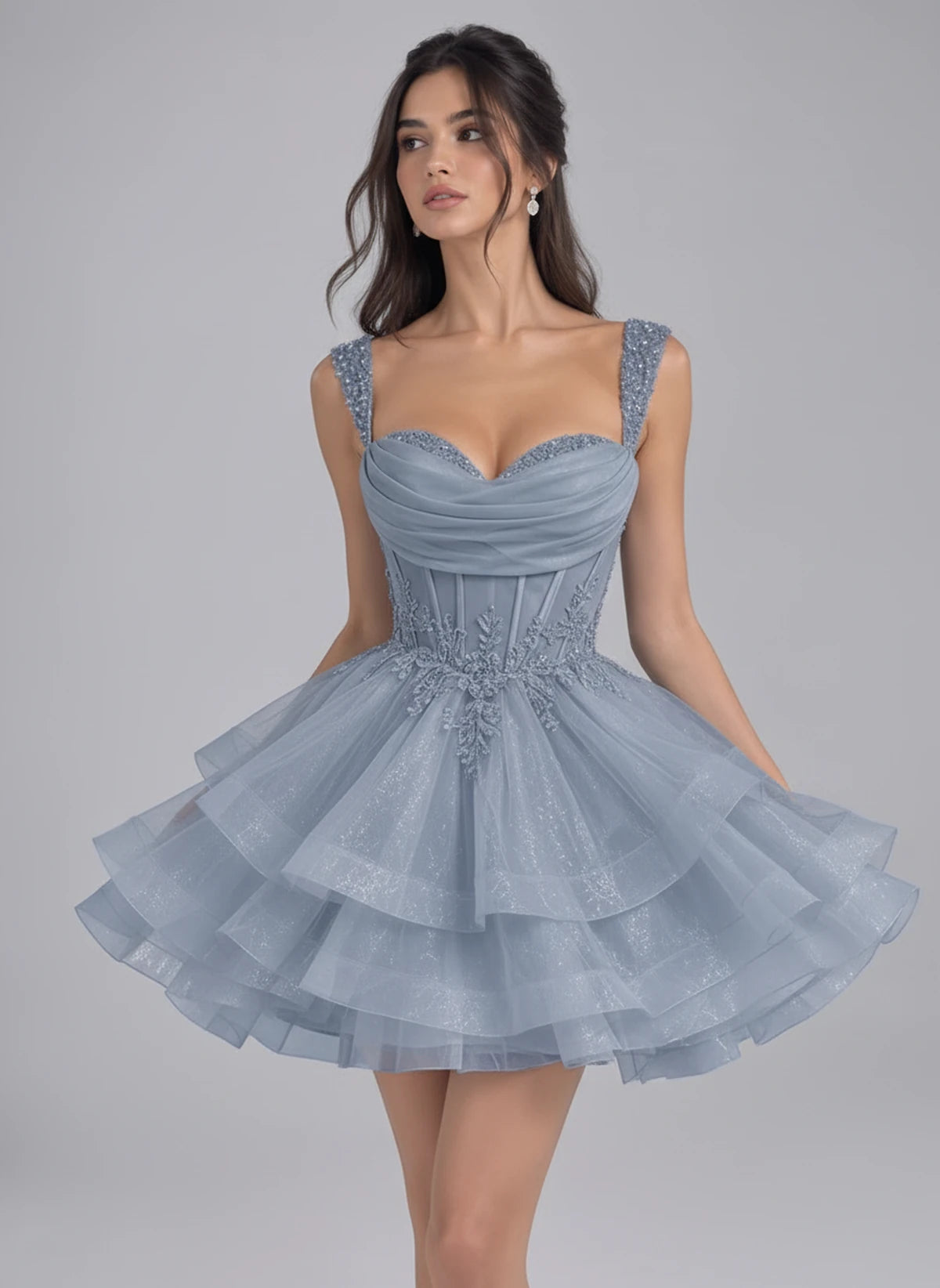 Nadalie Mini Dress — Dusty Blue | SKU: SD-45915-dustyblue-2,SD-45915-dustyblue-4,SD-45915-dustyblue-6,SD-45915-dustyblue-8,SD-45915-dustyblue-10,SD-45915-dustyblue-12,SD-45915-dustyblue-14,SD-45915-dustyblue-16,SD-45915-dustyblue-16W,SD-45915-dustyblue-18W,SD-45915-dustyblue-20W,SD-45915-dustyblue-22W