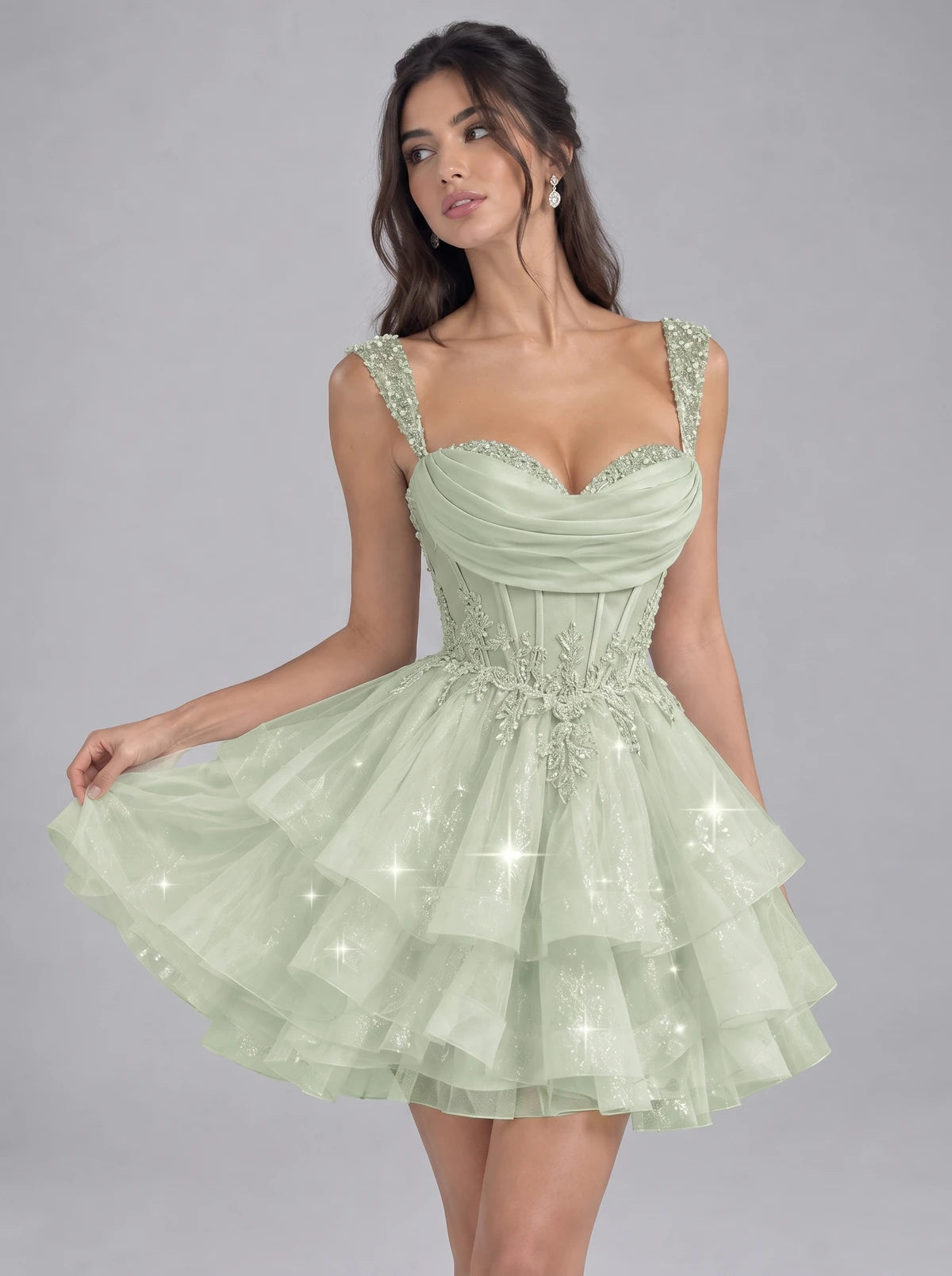 Nadalie Mini Dress — Dusty Sage