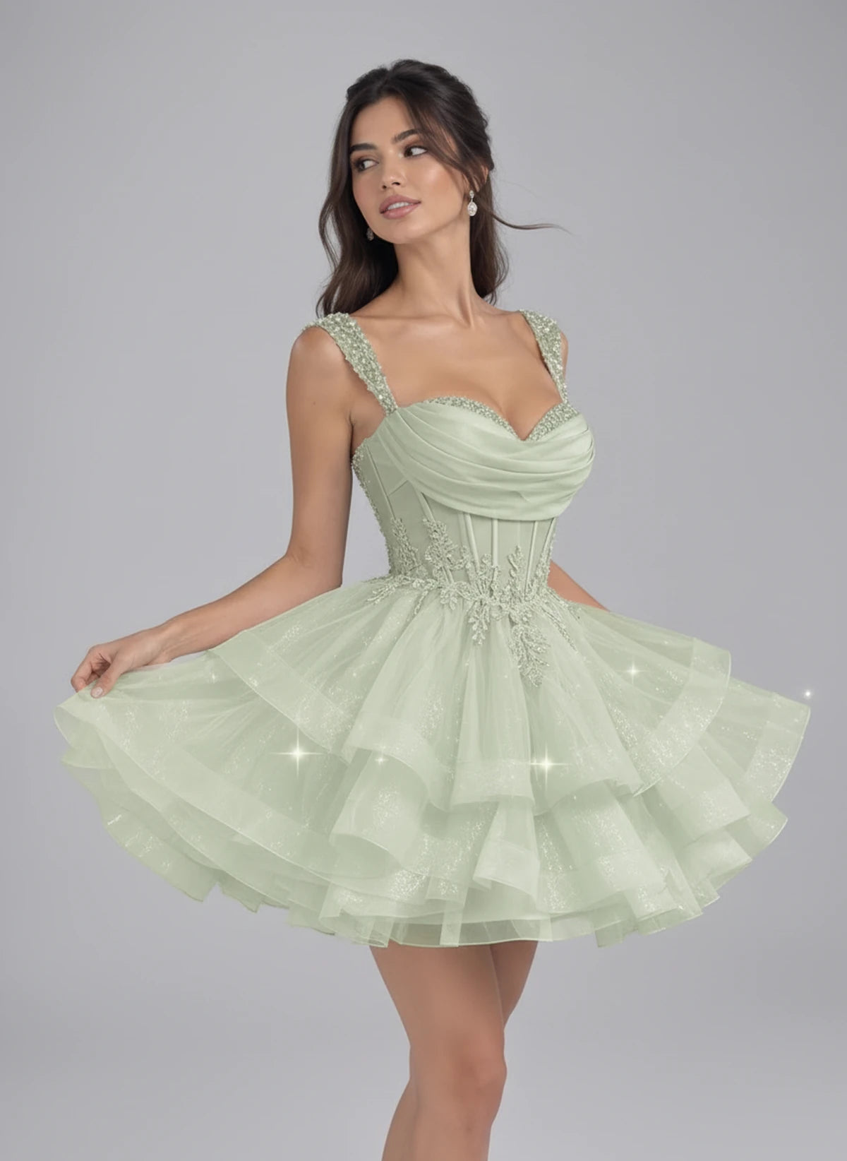 Nadalie Mini Dress — Dusty Sage | SKU: SD-45915-dustysage-2,SD-45915-dustysage-4,SD-45915-dustysage-6,SD-45915-dustysage-8,SD-45915-dustysage-10,SD-45915-dustysage-12,SD-45915-dustysage-14,SD-45915-dustysage-16,SD-45915-dustysage-16W,SD-45915-dustysage-18W,SD-45915-dustysage-20W,SD-45915-dustysage-22W
