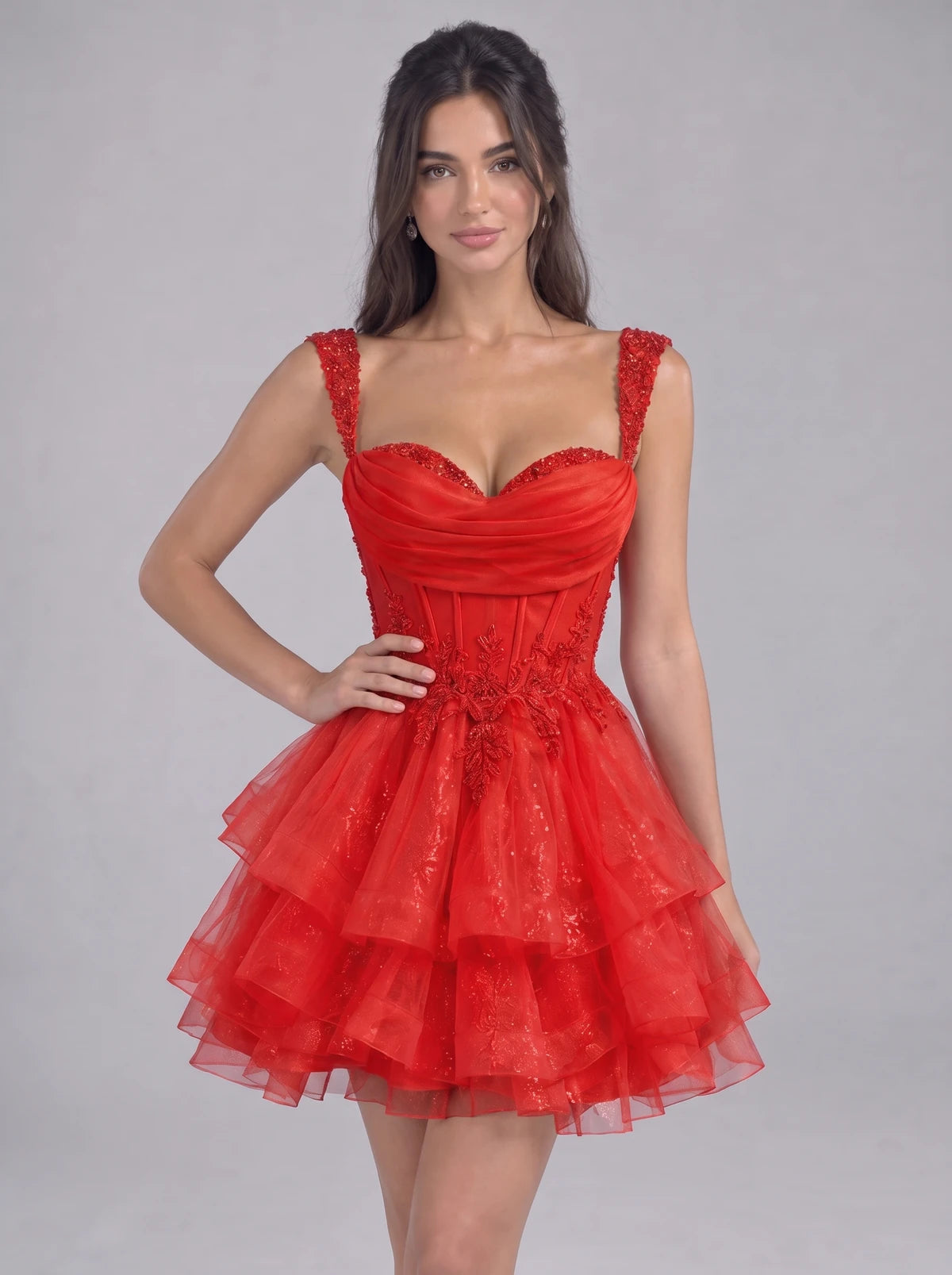 Nadalie Mini Dress — Red | SKU: SD-45915-red-2,SD-45915-red-4,SD-45915-red-6,SD-45915-red-8,SD-45915-red-10,SD-45915-red-12,SD-45915-red-14,SD-45915-red-16,SD-45915-red-16W,SD-45915-red-18W,SD-45915-red-20W,SD-45915-red-22W