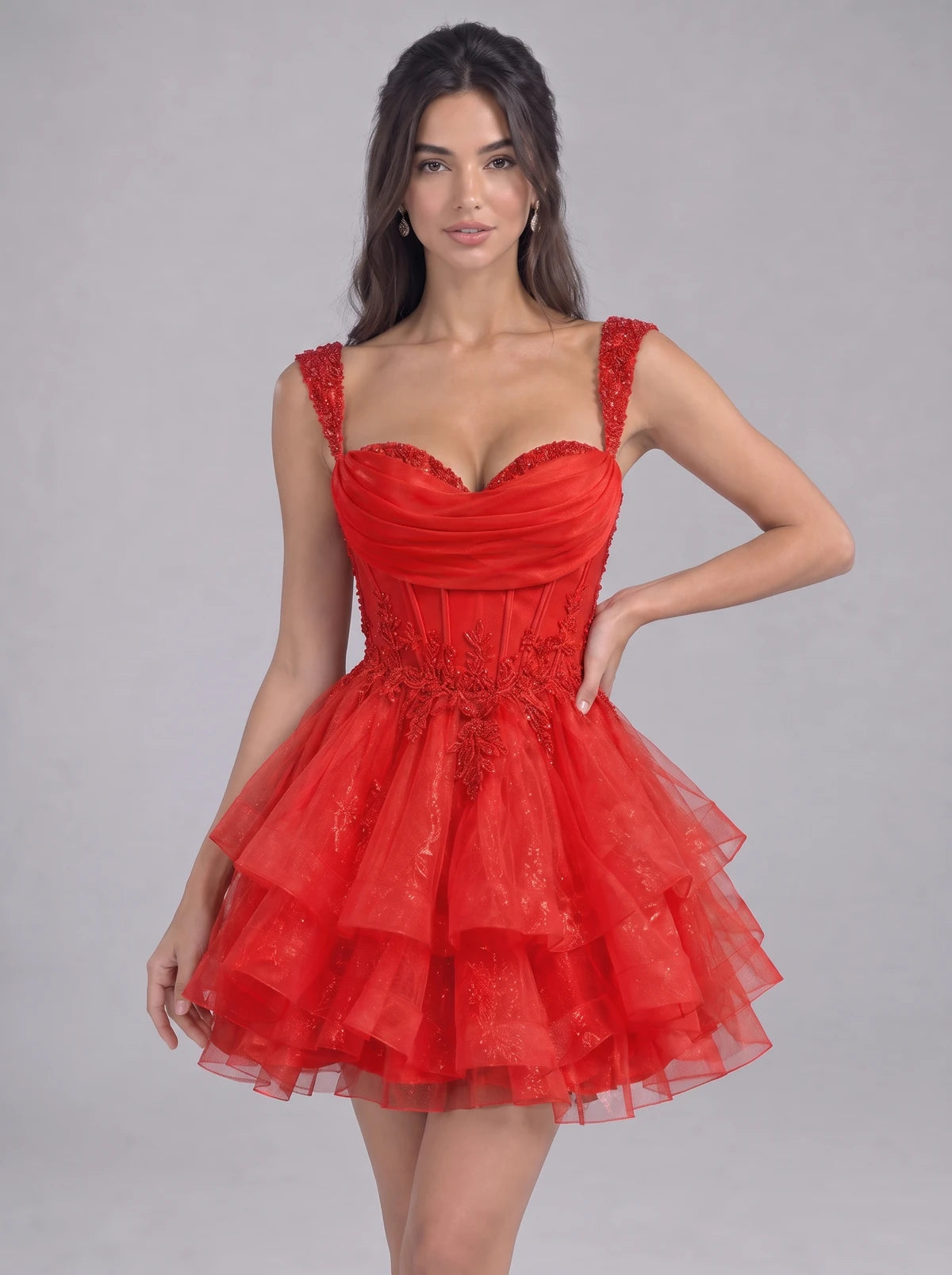 Nadalie Mini Dress — Red | SKU: SD-45915-red-2,SD-45915-red-4,SD-45915-red-6,SD-45915-red-8,SD-45915-red-10,SD-45915-red-12,SD-45915-red-14,SD-45915-red-16,SD-45915-red-16W,SD-45915-red-18W,SD-45915-red-20W,SD-45915-red-22W