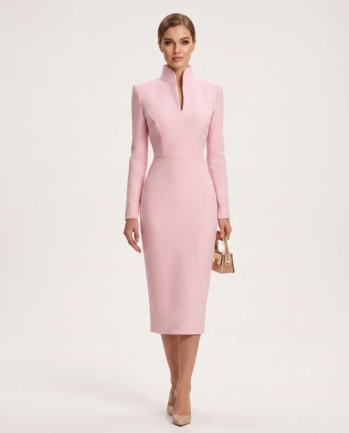 Naiara Midi Dresses — 02 Pink | SKU: SD-78942-02pink-XS,SD-78942-02pink-S,SD-78942-02pink-M,SD-78942-02pink-L,SD-78942-02pink-XL,SD-78942-02pink-2XL