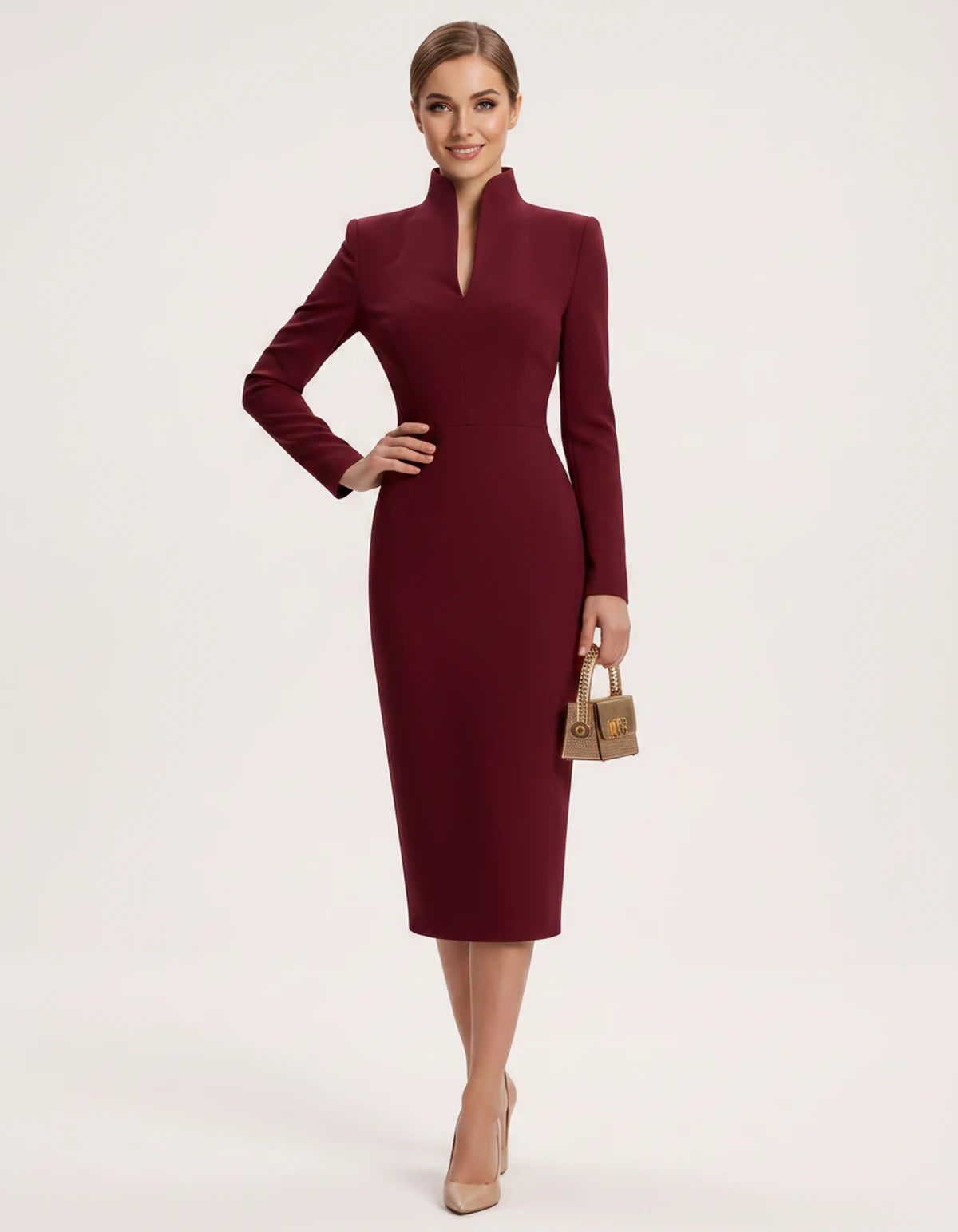 Naiara Midi Dresses — 04 Wine Red