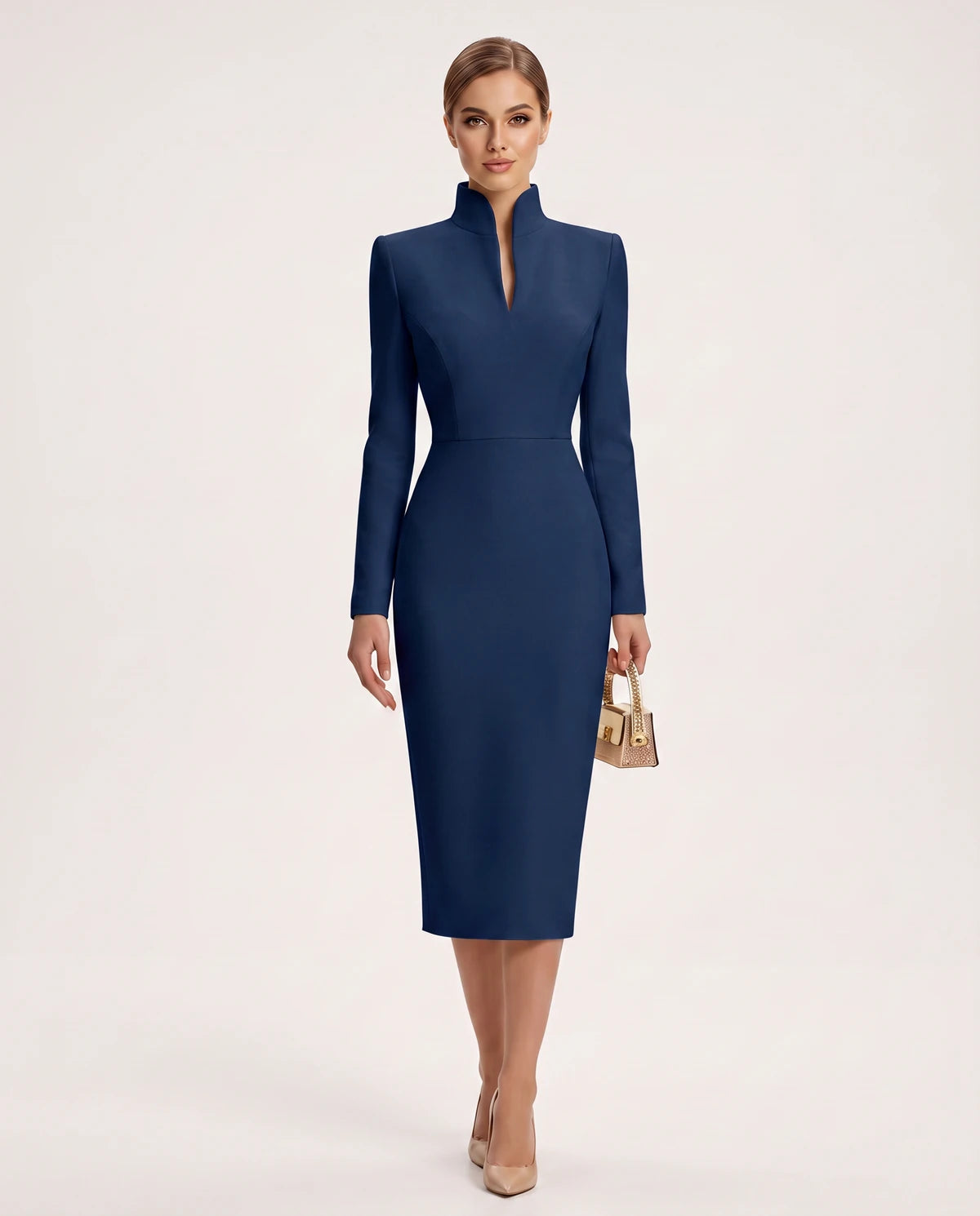 Naiara Midi Dresses — 05 Dark Blue | SKU: SD-78942-05darkblue-XS,SD-78942-05darkblue-S,SD-78942-05darkblue-M,SD-78942-05darkblue-L,SD-78942-05darkblue-XL,SD-78942-05darkblue-2XL