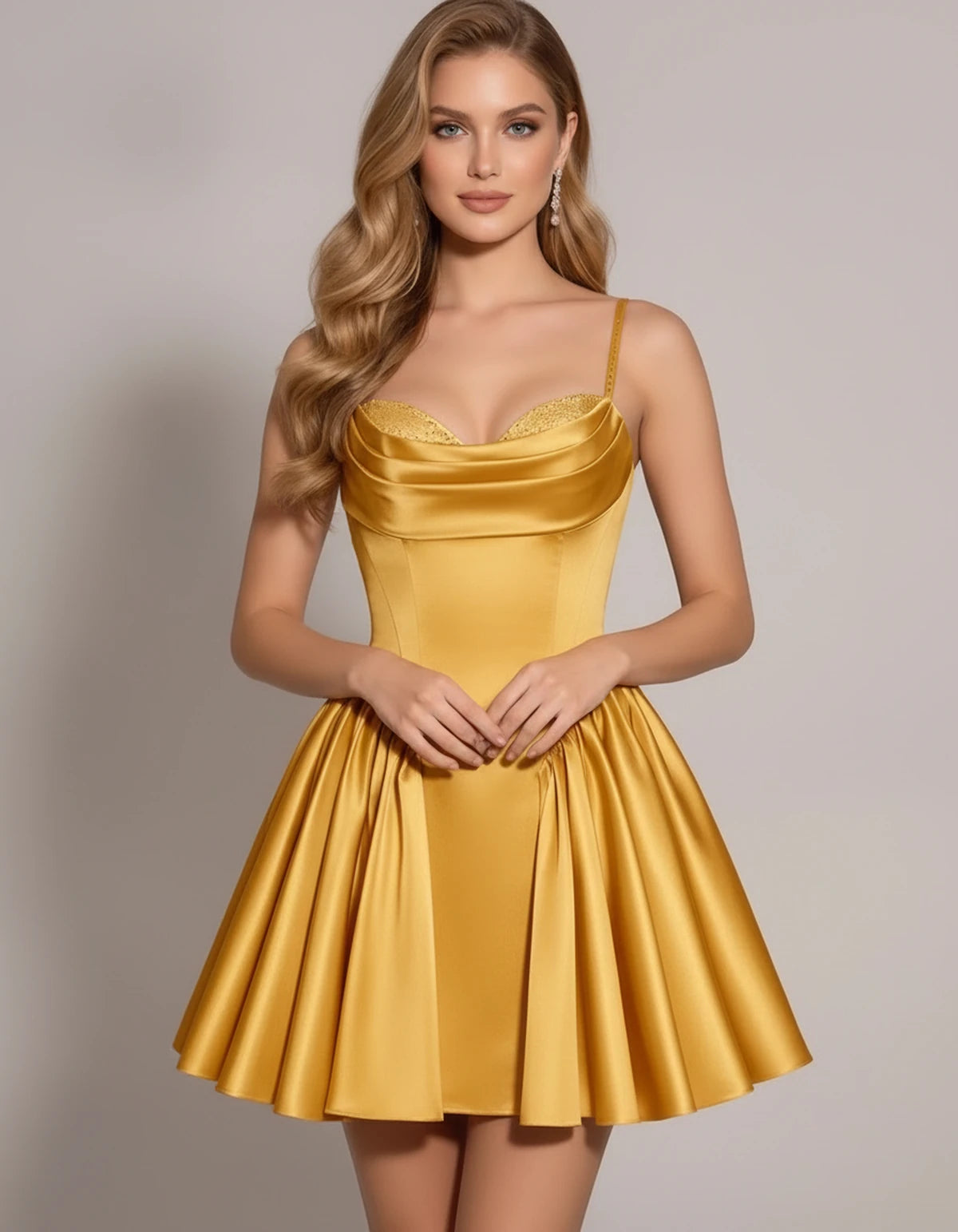 Nectaria Mini Dress — Gold | SKU: SD-88290-gold-2,SD-88290-gold-4,SD-88290-gold-6,SD-88290-gold-8,SD-88290-gold-10,SD-88290-gold-12,SD-88290-gold-14,SD-88290-gold-16,SD-88290-gold-16W,SD-88290-gold-18W,SD-88290-gold-20W,SD-88290-gold-22W