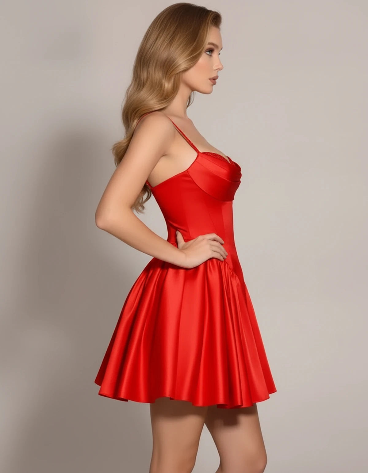 Nectaria Mini Dress — Red | SKU: SD-88290-red-2,SD-88290-red-4,SD-88290-red-6,SD-88290-red-8,SD-88290-red-10,SD-88290-red-12,SD-88290-red-14,SD-88290-red-16,SD-88290-red-16W,SD-88290-red-18W,SD-88290-red-20W,SD-88290-red-22W