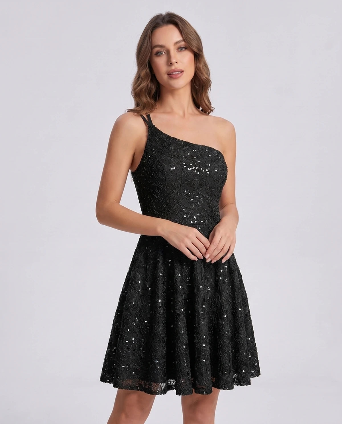 Nevaeh Mini Dress — Black | SKU: SD-87410-black-2,SD-87410-black-4,SD-87410-black-6,SD-87410-black-8,SD-87410-black-10,SD-87410-black-12,SD-87410-black-14,SD-87410-black-16,SD-87410-black-16W,SD-87410-black-18W,SD-87410-black-20W,SD-87410-black-22W
