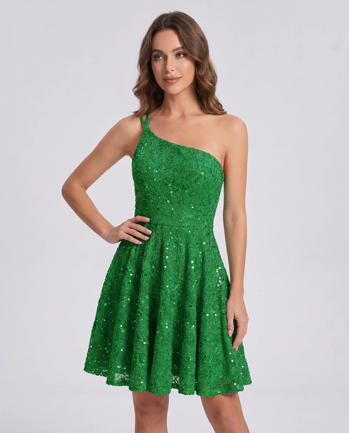 Nevaeh Mini Dress — Green | SKU: SD-87410-green-2,SD-87410-green-4,SD-87410-green-6,SD-87410-green-8,SD-87410-green-10,SD-87410-green-12,SD-87410-green-14,SD-87410-green-16,SD-87410-green-16W,SD-87410-green-18W,SD-87410-green-20W,SD-87410-green-22W