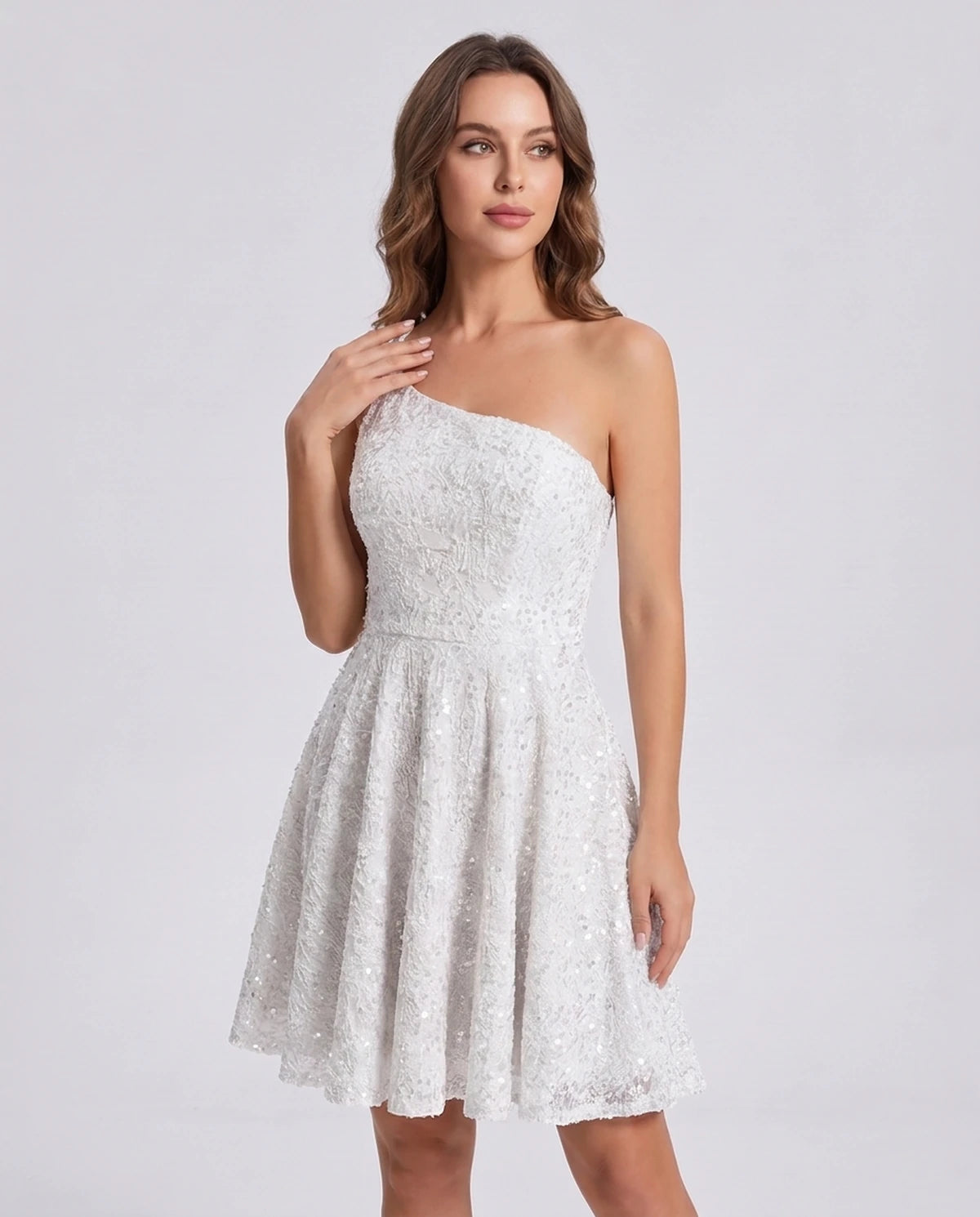 Nevaeh Mini Dress — White | SKU: SD-87410-white-2,SD-87410-white-4,SD-87410-white-6,SD-87410-white-8,SD-87410-white-10,SD-87410-white-12,SD-87410-white-14,SD-87410-white-16,SD-87410-white-16W,SD-87410-white-18W,SD-87410-white-20W,SD-87410-white-22W