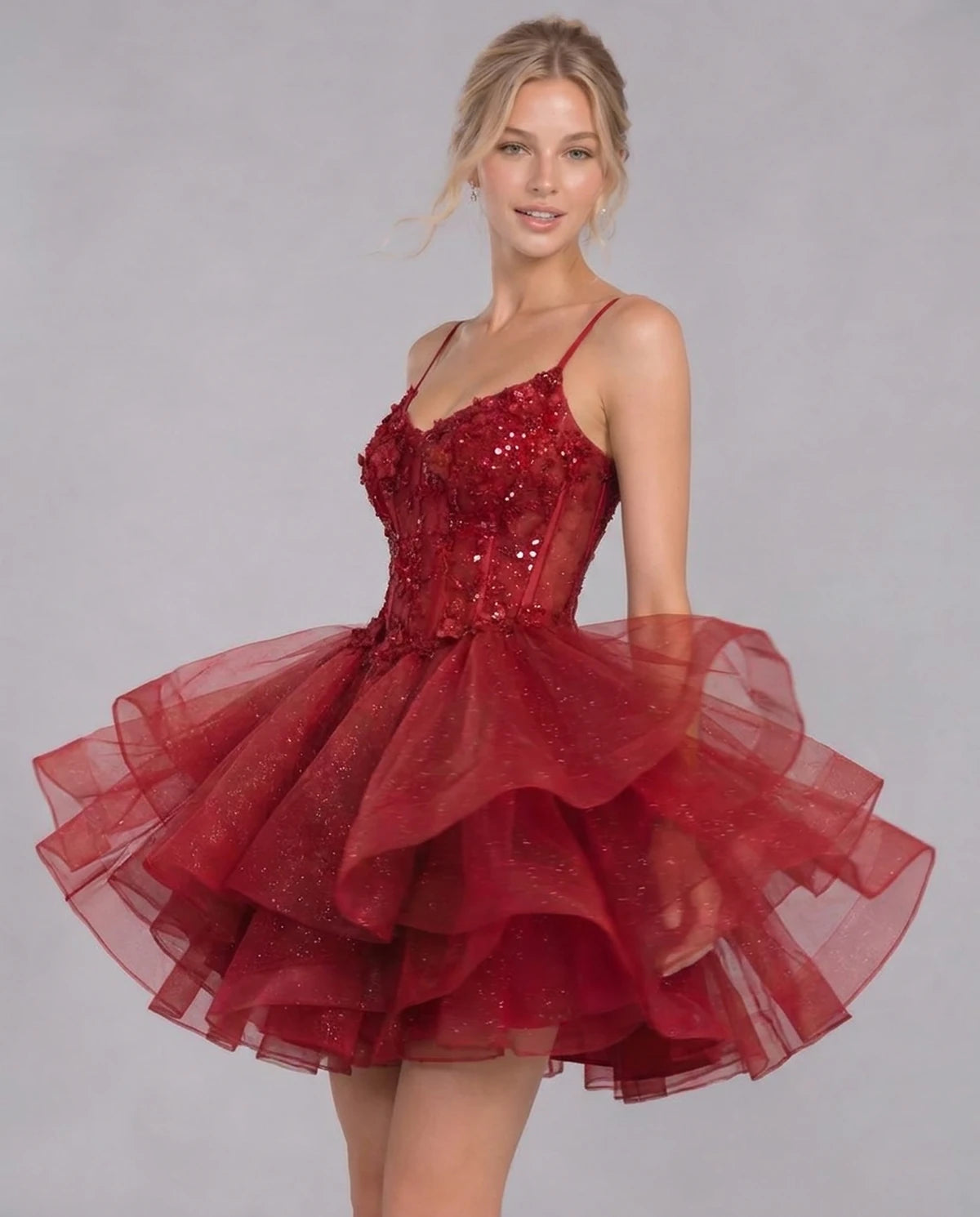 Nicolette Mini Dress — Red | SKU: SD-70322-red-2,SD-70322-red-4,SD-70322-red-6,SD-70322-red-8,SD-70322-red-10,SD-70322-red-12,SD-70322-red-14,SD-70322-red-16,SD-70322-red-18W,SD-70322-red-20W,SD-70322-red-22W,SD-70322-red-24W