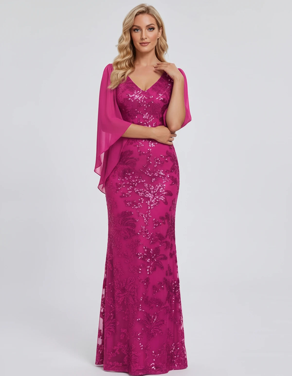 Nightingale Maxi Dress — Hot Pink | SKU: SD-21944-hotpink-2,SD-21944-hotpink-4,SD-21944-hotpink-6,SD-21944-hotpink-8,SD-21944-hotpink-10,SD-21944-hotpink-12,SD-21944-hotpink-14,SD-21944-hotpink-16,SD-21944-hotpink-16W,SD-21944-hotpink-18W,SD-21944-hotpink-20W,SD-21944-hotpink-22W