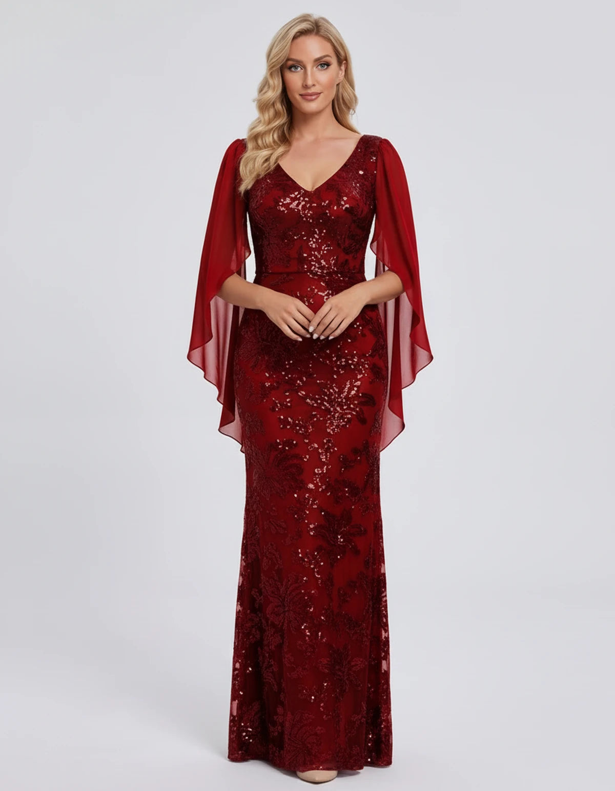 Nightingale Maxi Dress — Red | SKU: SD-21944-red-2,SD-21944-red-4,SD-21944-red-6,SD-21944-red-8,SD-21944-red-10,SD-21944-red-12,SD-21944-red-14,SD-21944-red-16,SD-21944-red-16W,SD-21944-red-18W,SD-21944-red-20W,SD-21944-red-22W