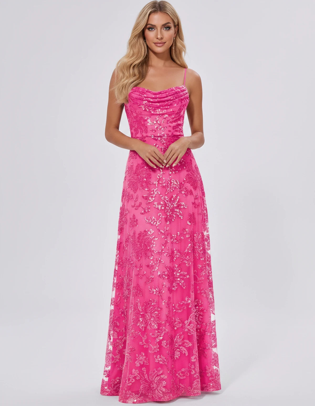 Nimuelle Maxi Dress — Hot Pink | SKU: SD-93381-hotpink-2,SD-93381-hotpink-4,SD-93381-hotpink-6,SD-93381-hotpink-8,SD-93381-hotpink-10,SD-93381-hotpink-12,SD-93381-hotpink-14,SD-93381-hotpink-16,SD-93381-hotpink-16W,SD-93381-hotpink-18W,SD-93381-hotpink-20W,SD-93381-hotpink-22W