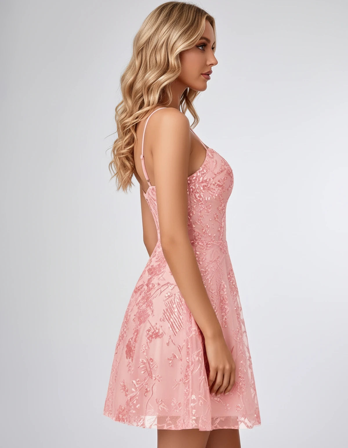 Nolwenn Mini Dress — Pink | SKU: SD-80514-pink-2,SD-80514-pink-4,SD-80514-pink-6,SD-80514-pink-8,SD-80514-pink-10,SD-80514-pink-12,SD-80514-pink-14,SD-80514-pink-16,SD-80514-pink-16W,SD-80514-pink-18W,SD-80514-pink-20W,SD-80514-pink-22W