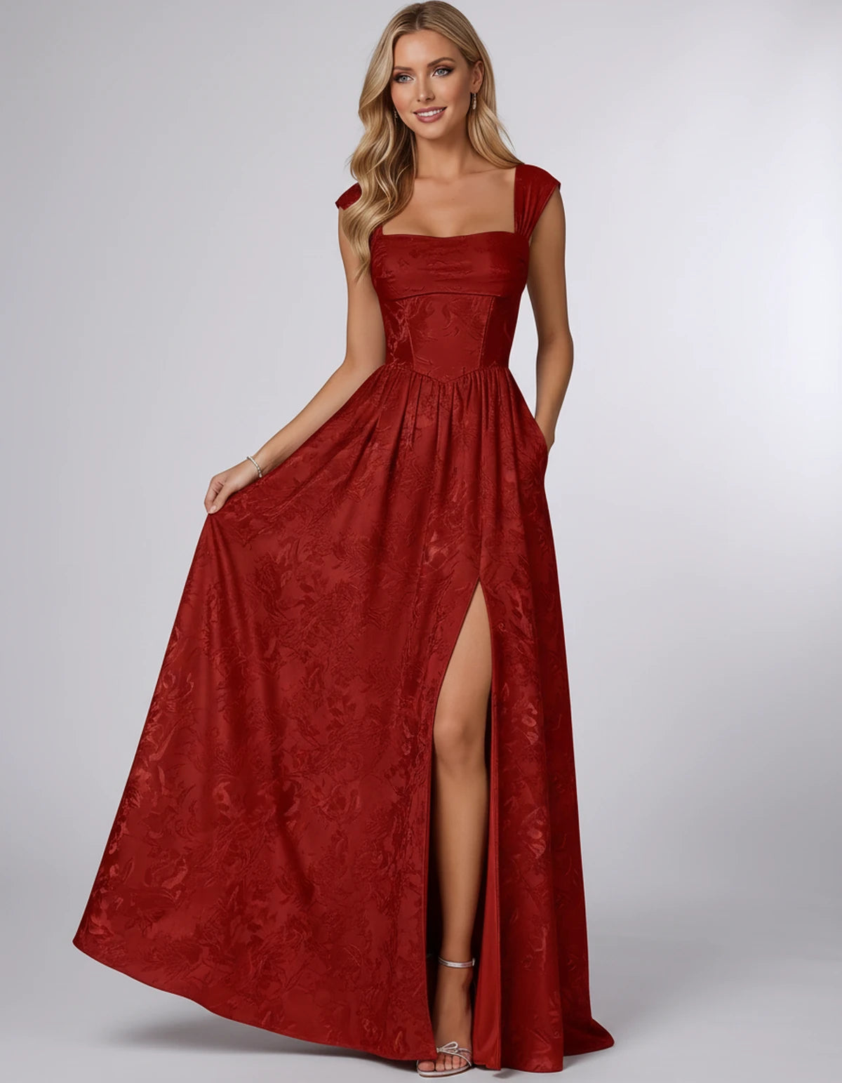 Oceane Maxi Dress — Red | SKU: SD-42633-red-2,SD-42633-red-4,SD-42633-red-6,SD-42633-red-8,SD-42633-red-10,SD-42633-red-12,SD-42633-red-14,SD-42633-red-16,SD-42633-red-16W,SD-42633-red-18W,SD-42633-red-20W,SD-42633-red-22W