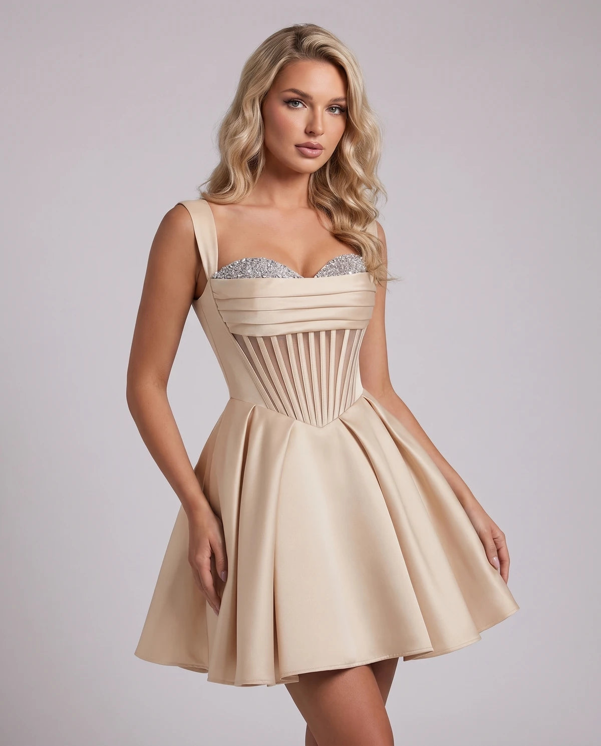 Octavia Mini Dress — Champagne