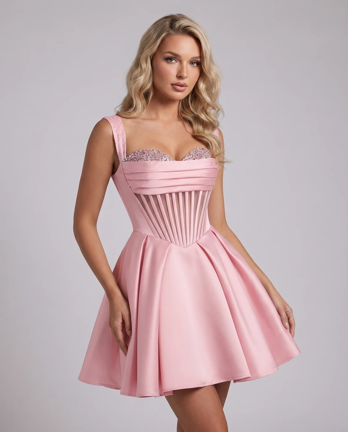 Octavia Mini Dress — Pink
