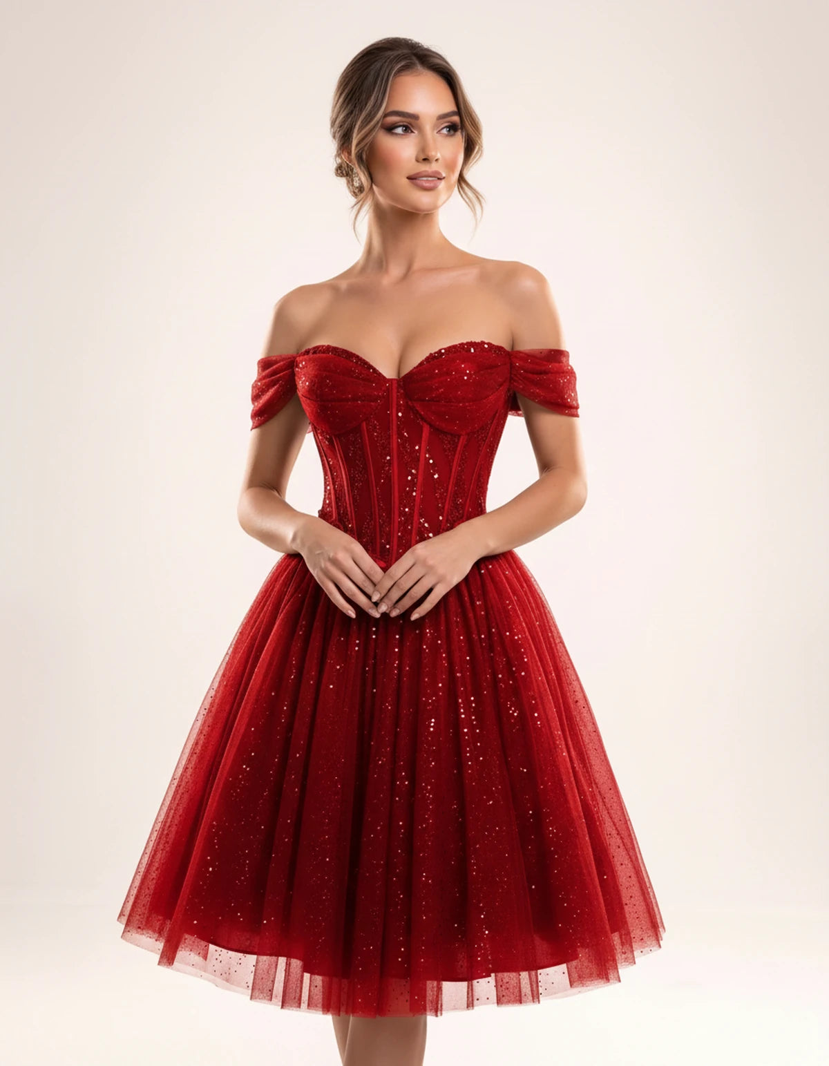 Olwenna Midi Dresses — Red | SKU: SD-99298-red-2,SD-99298-red-4,SD-99298-red-6,SD-99298-red-8,SD-99298-red-10,SD-99298-red-12,SD-99298-red-14,SD-99298-red-14W,SD-99298-red-16,SD-99298-red-16W,SD-99298-red-18W,SD-99298-red-20W