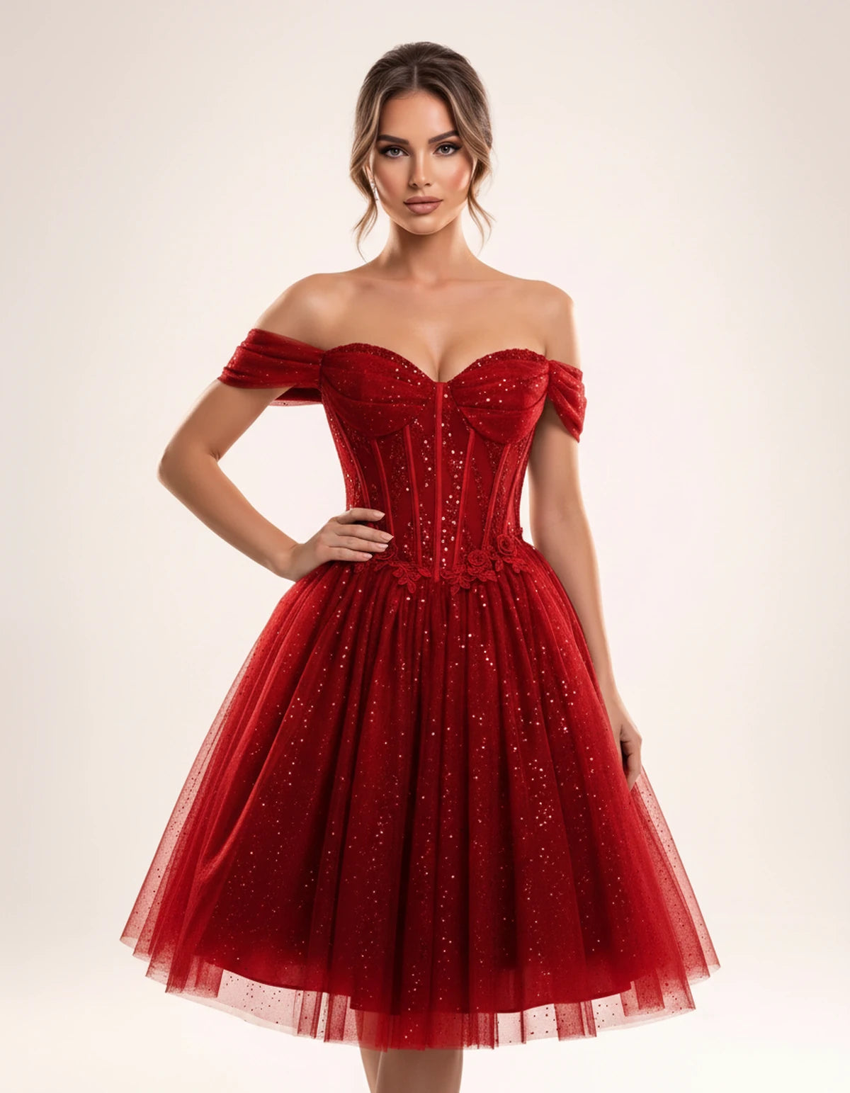 Olwenna Midi Dresses — Red | SKU: SD-99298-red-2,SD-99298-red-4,SD-99298-red-6,SD-99298-red-8,SD-99298-red-10,SD-99298-red-12,SD-99298-red-14,SD-99298-red-14W,SD-99298-red-16,SD-99298-red-16W,SD-99298-red-18W,SD-99298-red-20W