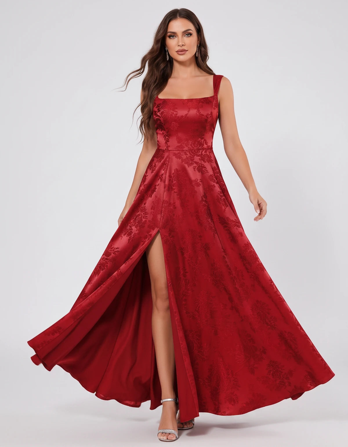 Ombrelle Maxi Dress — Red | SKU: SD-34098-red-2,SD-34098-red-4,SD-34098-red-6,SD-34098-red-8,SD-34098-red-10,SD-34098-red-12,SD-34098-red-14,SD-34098-red-16,SD-34098-red-16W,SD-34098-red-18W,SD-34098-red-20W,SD-34098-red-22W