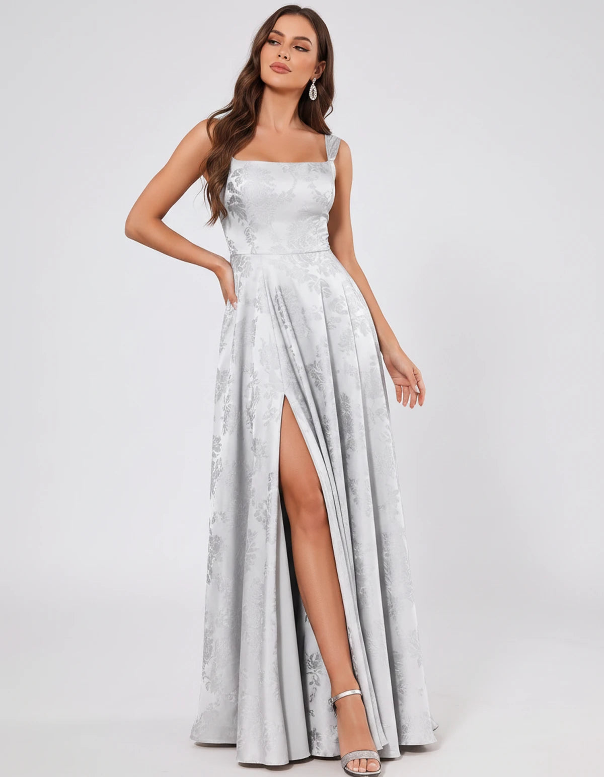 Ombrelle Maxi Dress — White | SKU: SD-34098-white-2,SD-34098-white-4,SD-34098-white-6,SD-34098-white-8,SD-34098-white-10,SD-34098-white-12,SD-34098-white-14,SD-34098-white-16,SD-34098-white-16W,SD-34098-white-18W,SD-34098-white-20W,SD-34098-white-22W