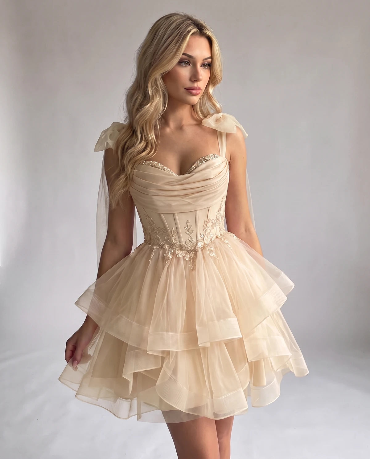 Opaline Mini Dress — Champagne