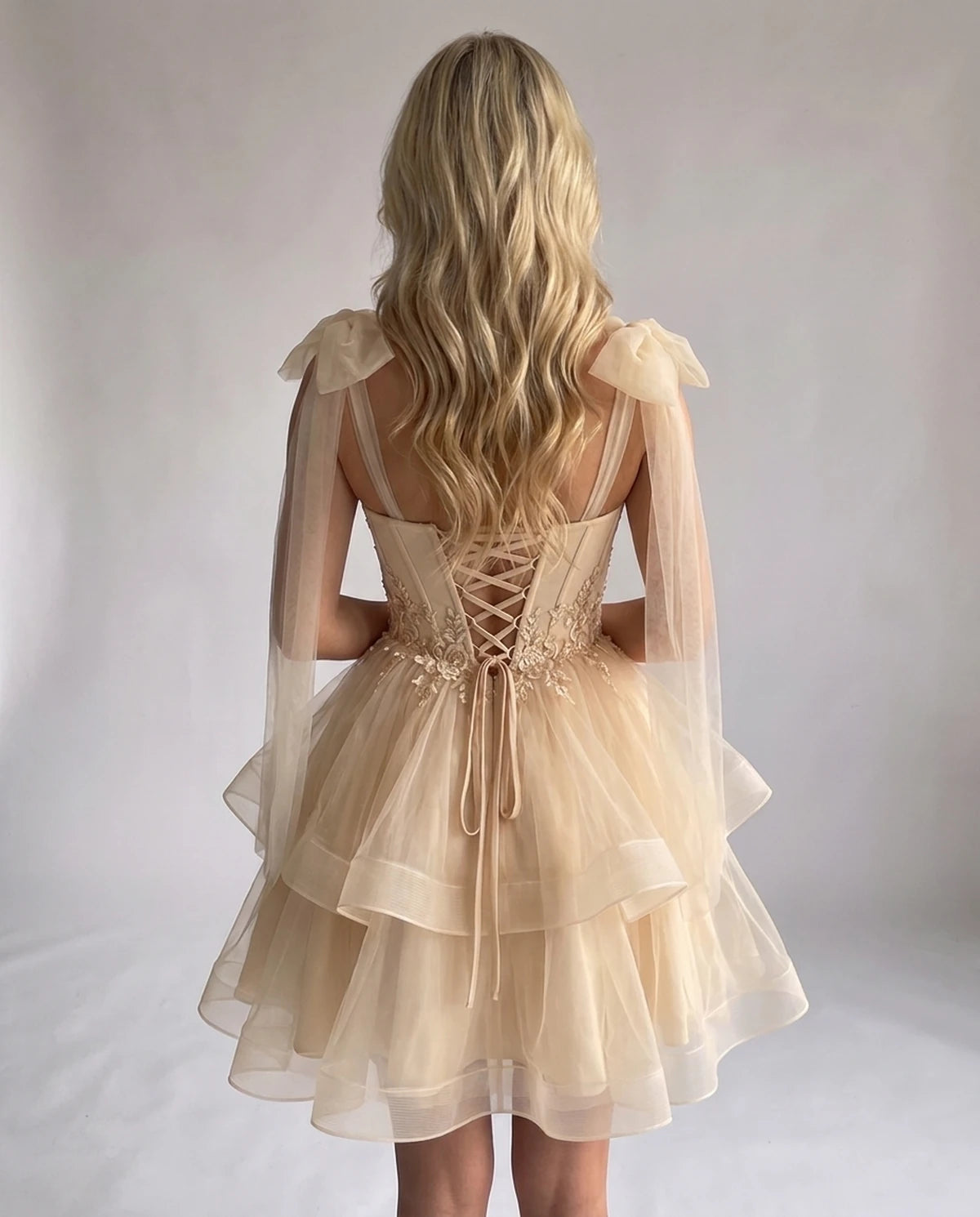 Opaline Mini Dress — Champagne | SKU: SD-12029-champagne-2,SD-12029-champagne-4,SD-12029-champagne-6,SD-12029-champagne-8,SD-12029-champagne-10,SD-12029-champagne-12,SD-12029-champagne-14,SD-12029-champagne-14W,SD-12029-champagne-16,SD-12029-champagne-16W,SD-12029-champagne-18W,SD-12029-champagne-20W