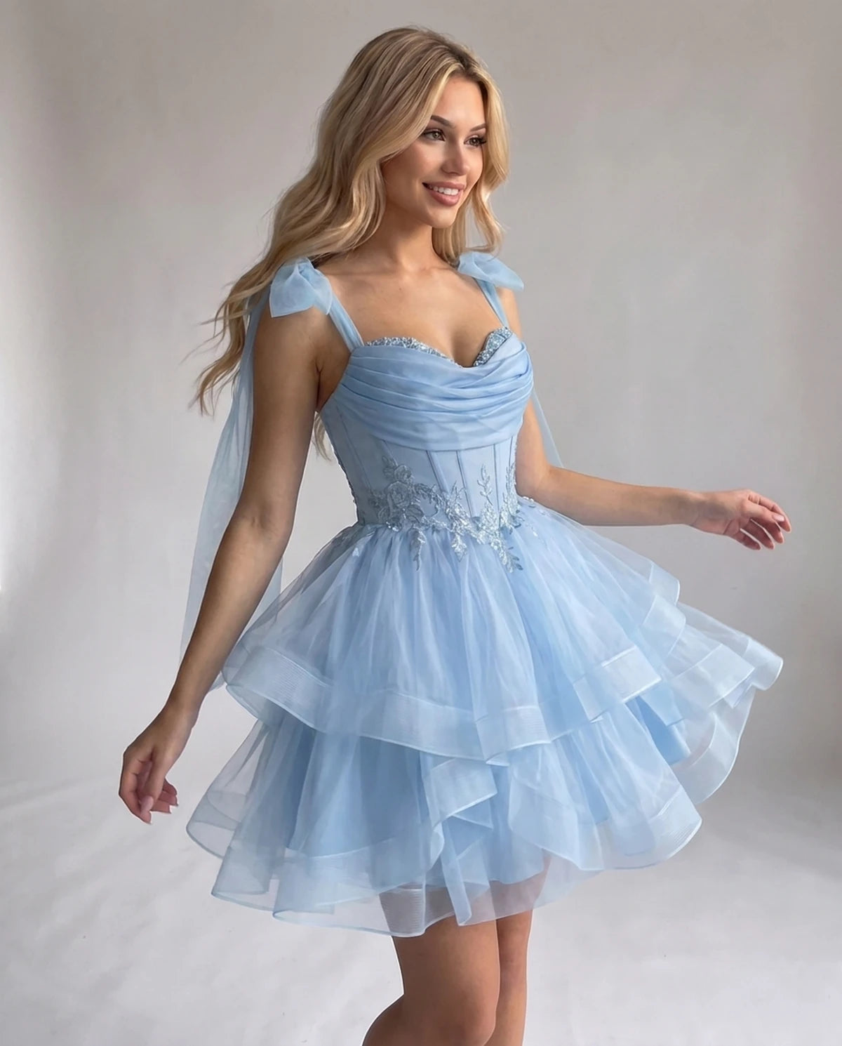 Opaline Mini Dress — Light Blue | SKU: SD-12029-lightblue-2,SD-12029-lightblue-4,SD-12029-lightblue-6,SD-12029-lightblue-8,SD-12029-lightblue-10,SD-12029-lightblue-12,SD-12029-lightblue-14,SD-12029-lightblue-14W,SD-12029-lightblue-16,SD-12029-lightblue-16W,SD-12029-lightblue-18W,SD-12029-lightblue-20W
