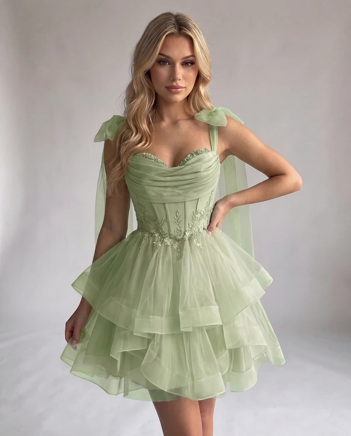 Opaline Mini Dress — Sage Green | SKU: SD-12029-sagegreen-2,SD-12029-sagegreen-4,SD-12029-sagegreen-6,SD-12029-sagegreen-8,SD-12029-sagegreen-10,SD-12029-sagegreen-12,SD-12029-sagegreen-14,SD-12029-sagegreen-14W,SD-12029-sagegreen-16,SD-12029-sagegreen-16W,SD-12029-sagegreen-18W,SD-12029-sagegreen-20W