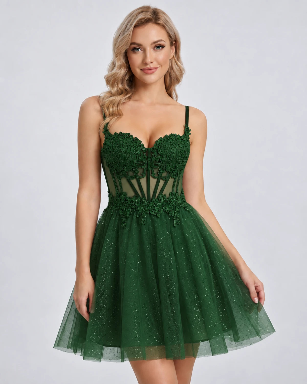 Orchidea Mini Dress — Emerald Green