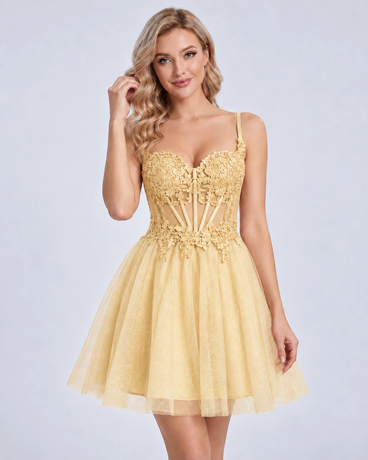 Orchidea Mini Dress — Gold | SKU: SD-72230-gold-2,SD-72230-gold-4,SD-72230-gold-6,SD-72230-gold-8,SD-72230-gold-10,SD-72230-gold-12,SD-72230-gold-14,SD-72230-gold-16,SD-72230-gold-16W,SD-72230-gold-18W,SD-72230-gold-20W,SD-72230-gold-22W
