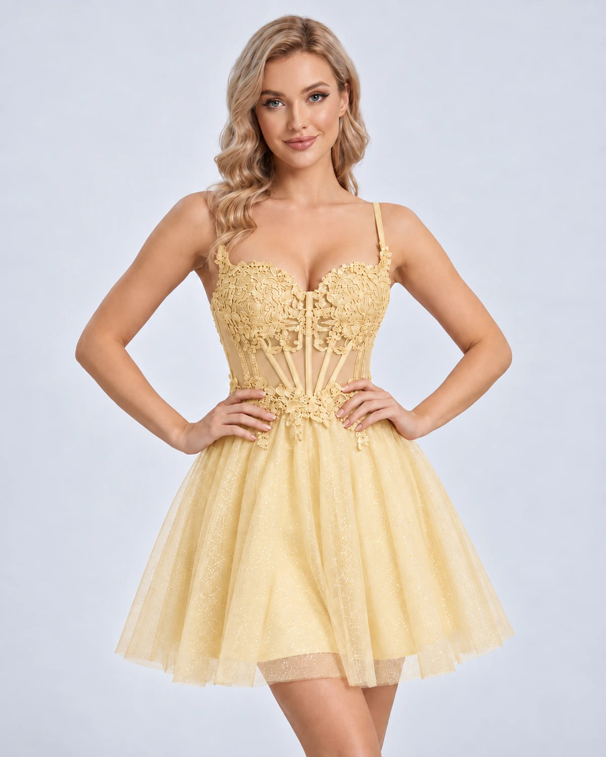 Orchidea Mini Dress — Gold | SKU: SD-72230-gold-2,SD-72230-gold-4,SD-72230-gold-6,SD-72230-gold-8,SD-72230-gold-10,SD-72230-gold-12,SD-72230-gold-14,SD-72230-gold-16,SD-72230-gold-16W,SD-72230-gold-18W,SD-72230-gold-20W,SD-72230-gold-22W