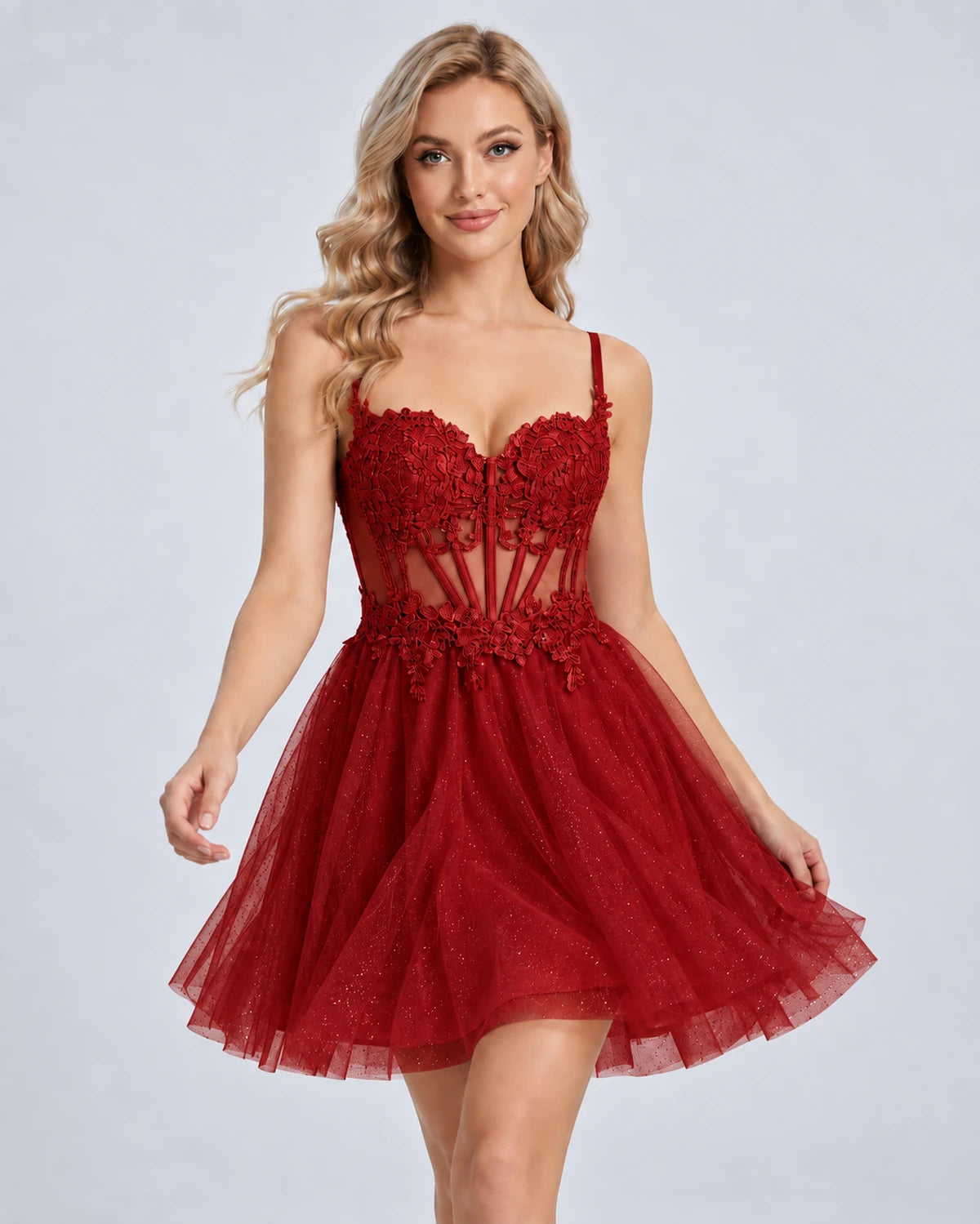 Orchidea Mini Dress — Red | SKU: SD-72230-red-2,SD-72230-red-4,SD-72230-red-6,SD-72230-red-8,SD-72230-red-10,SD-72230-red-12,SD-72230-red-14,SD-72230-red-16,SD-72230-red-16W,SD-72230-red-18W,SD-72230-red-20W,SD-72230-red-22W