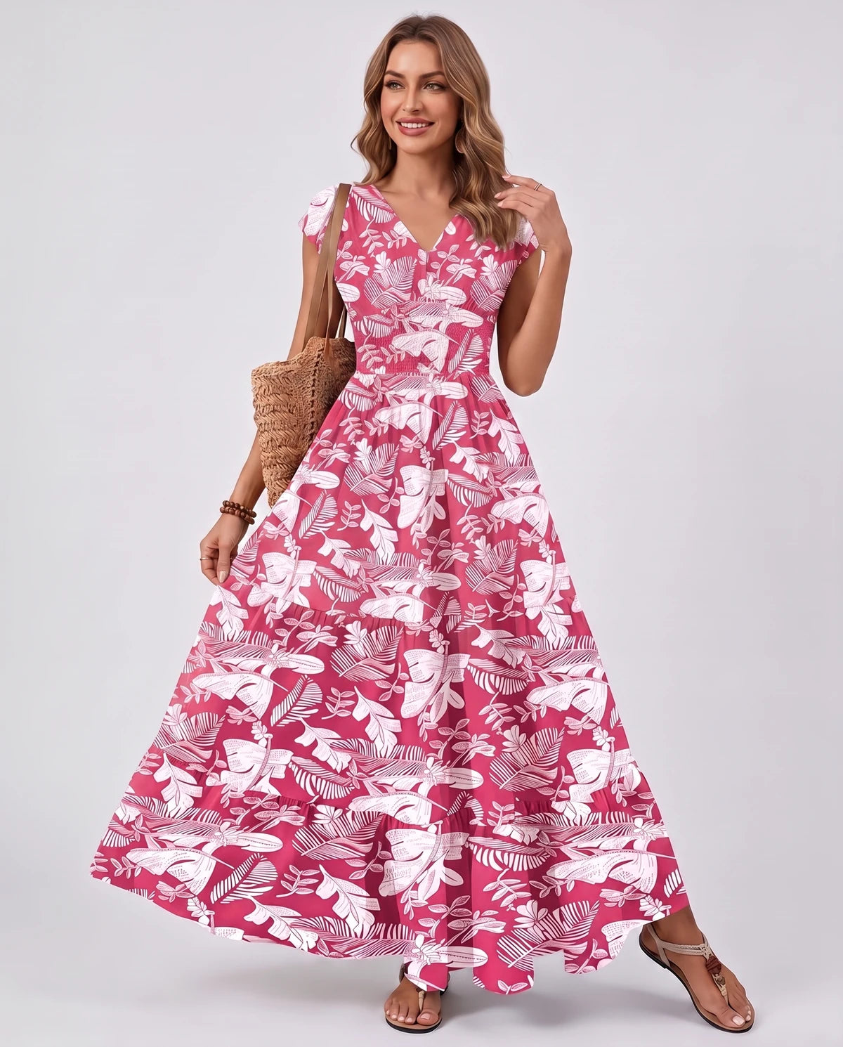 Ostara Maxi Dress — Pink | SKU: SD-96607-pink-XS,SD-96607-pink-S,SD-96607-pink-M,SD-96607-pink-L,SD-96607-pink-XL,SD-96607-pink-2XL