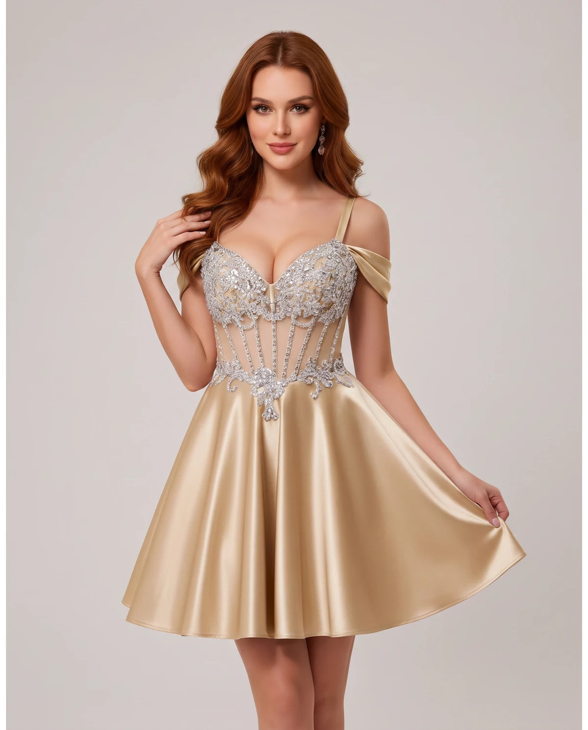 Ottilie Mini Dress — Champagne