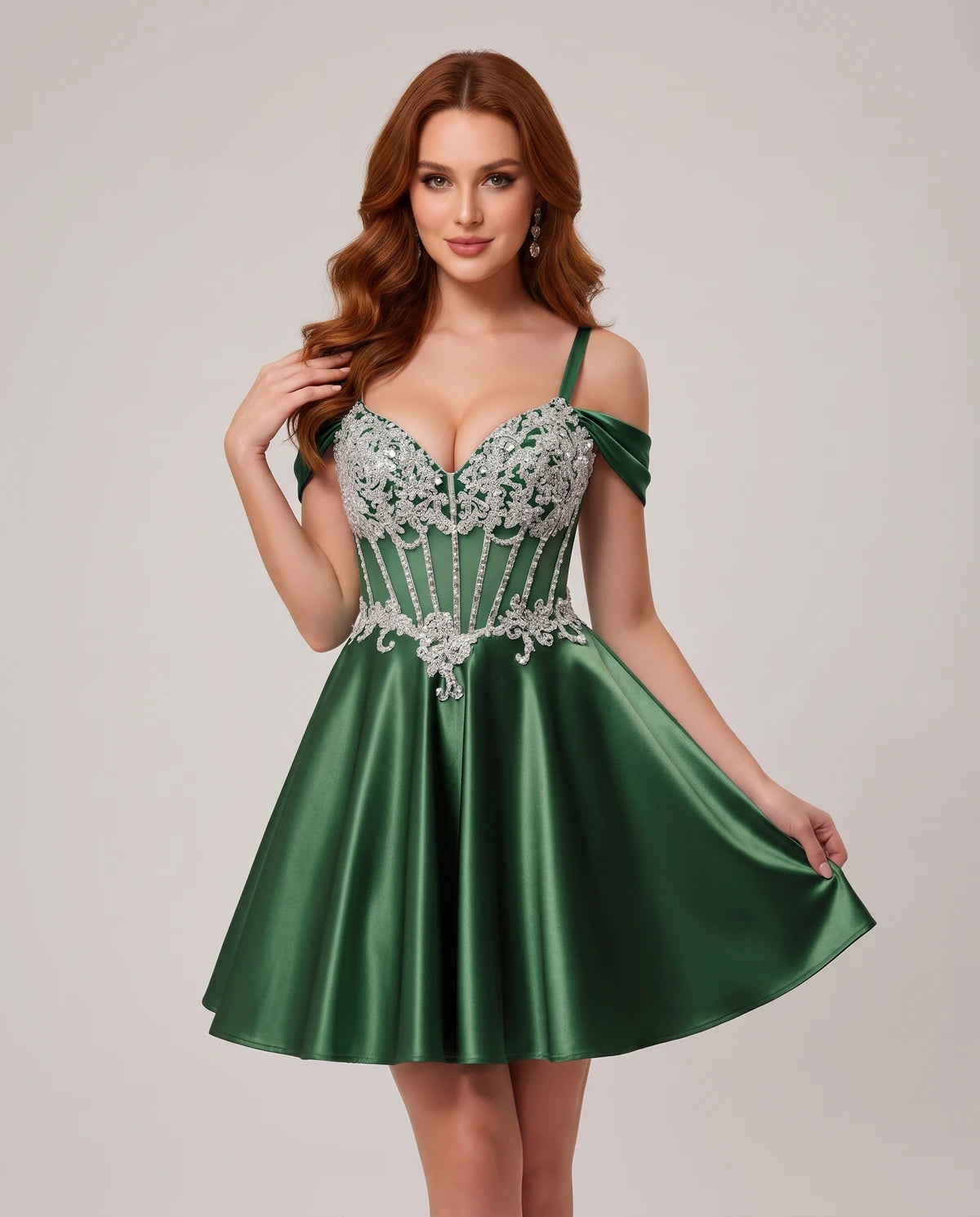 Ottilie Mini Dress — Emerald Green