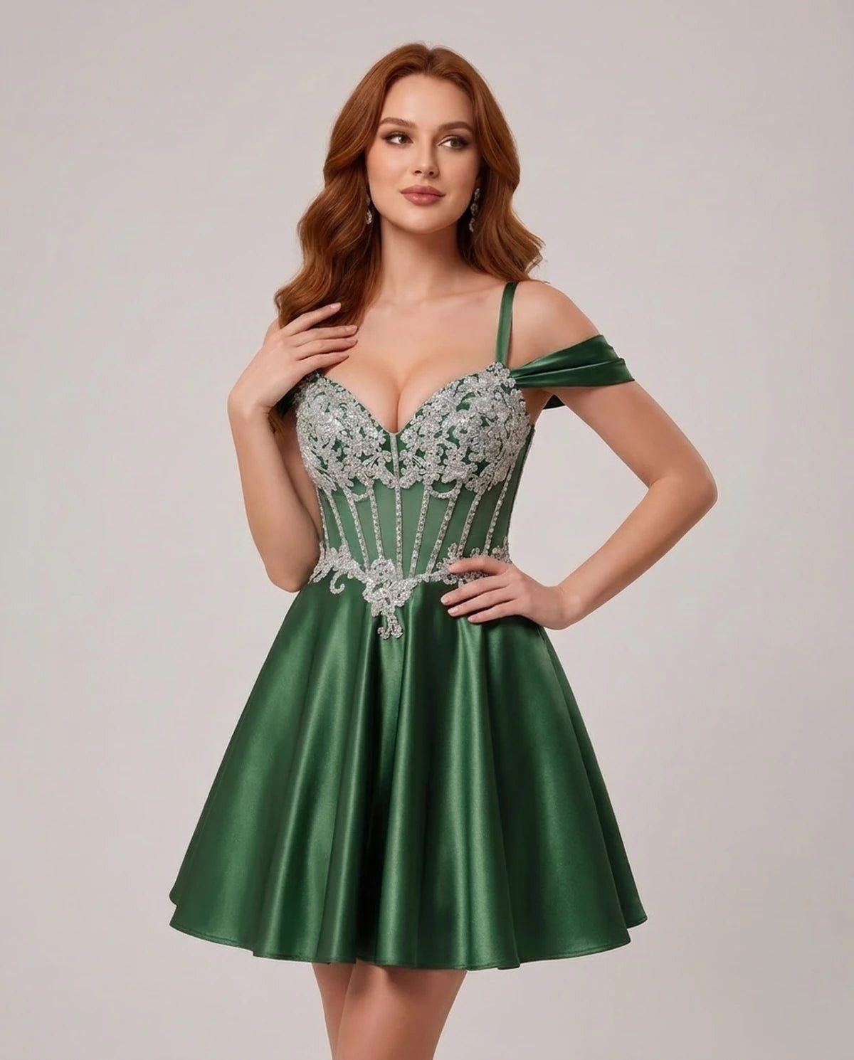 Ottilie Mini Dress — Emerald Green | SKU: SD-52353-emeraldgreen-2,SD-52353-emeraldgreen-4,SD-52353-emeraldgreen-6,SD-52353-emeraldgreen-8,SD-52353-emeraldgreen-10,SD-52353-emeraldgreen-12,SD-52353-emeraldgreen-14,SD-52353-emeraldgreen-14W,SD-52353-emeraldgreen-16,SD-52353-emeraldgreen-16W,SD-52353-emeraldgreen-18W,SD-52353-emeraldgreen-20W