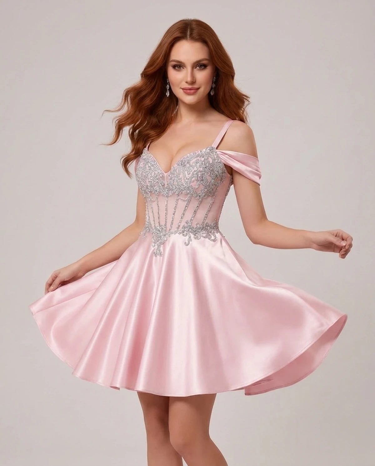 Ottilie Mini Dress — Pink | SKU: SD-52353-pink-2,SD-52353-pink-4,SD-52353-pink-6,SD-52353-pink-8,SD-52353-pink-10,SD-52353-pink-12,SD-52353-pink-14,SD-52353-pink-14W,SD-52353-pink-16,SD-52353-pink-16W,SD-52353-pink-18W,SD-52353-pink-20W
