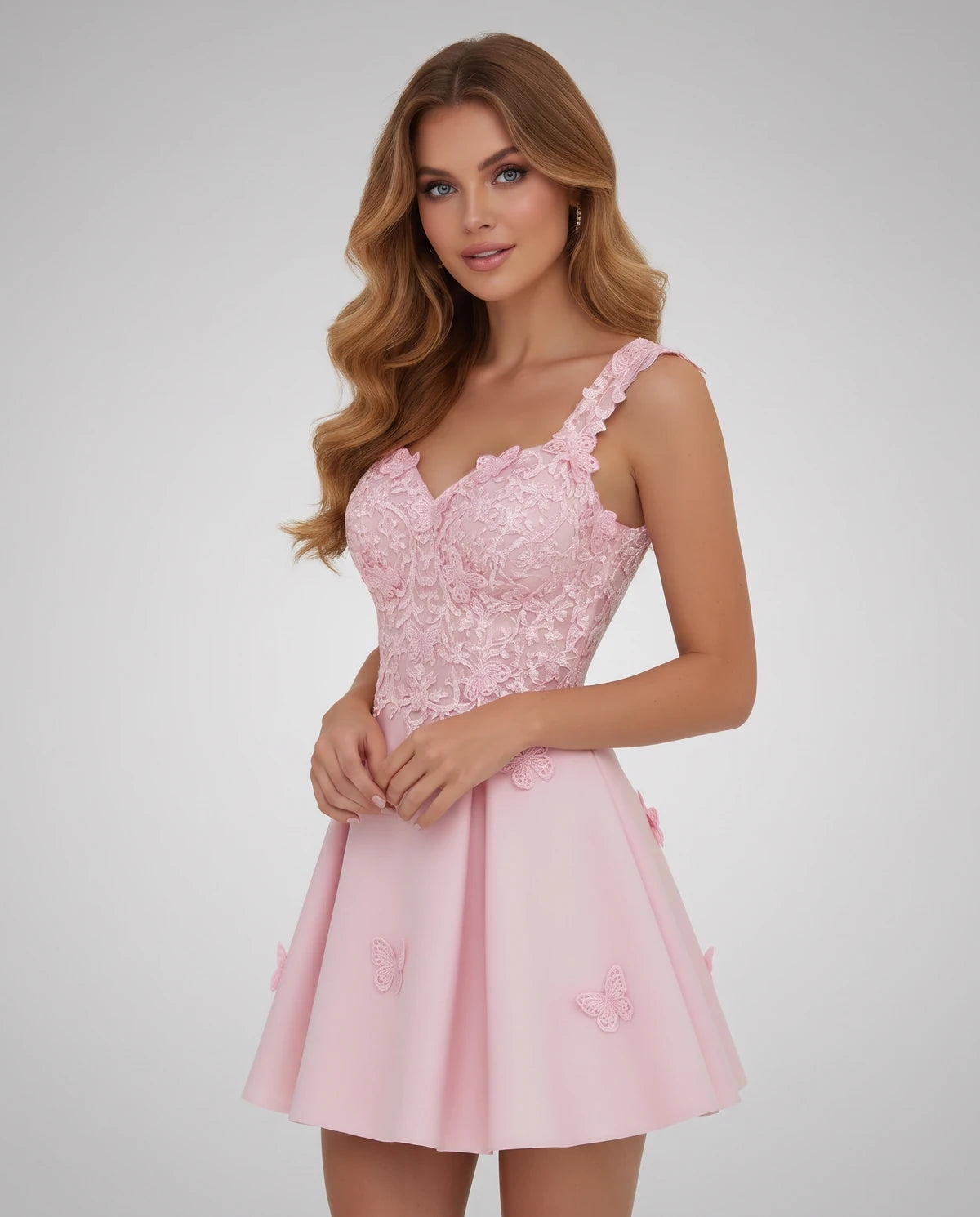 Papillon Mini Dress — Light Pink