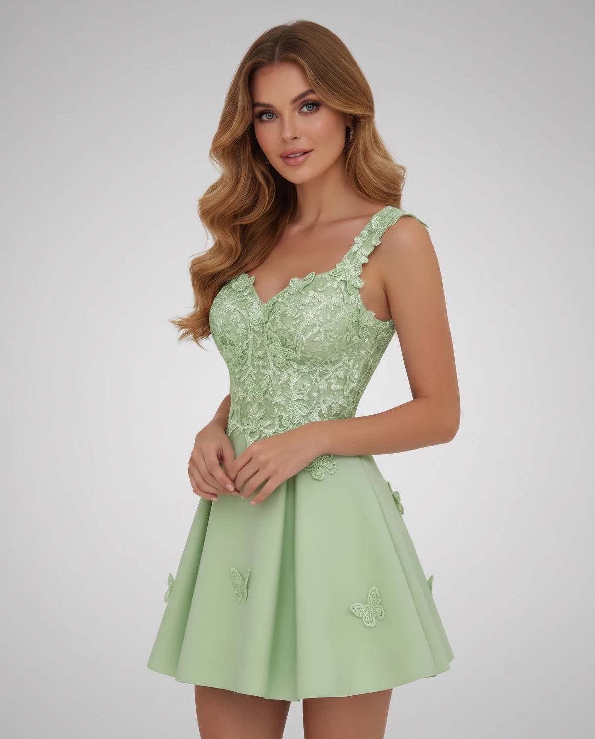 Papillon Mini Dress — Sage