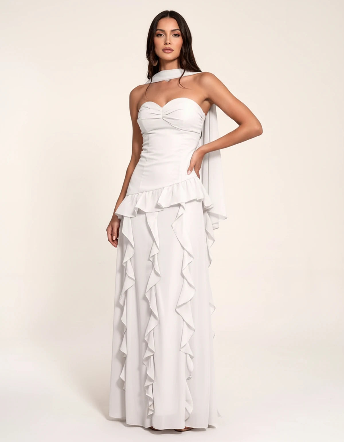 Parthenia Maxi Dress — White | SKU: SD-69572-white-XS,SD-69572-white-S,SD-69572-white-M,SD-69572-white-L,SD-69572-white-XL,SD-69572-white-2XL