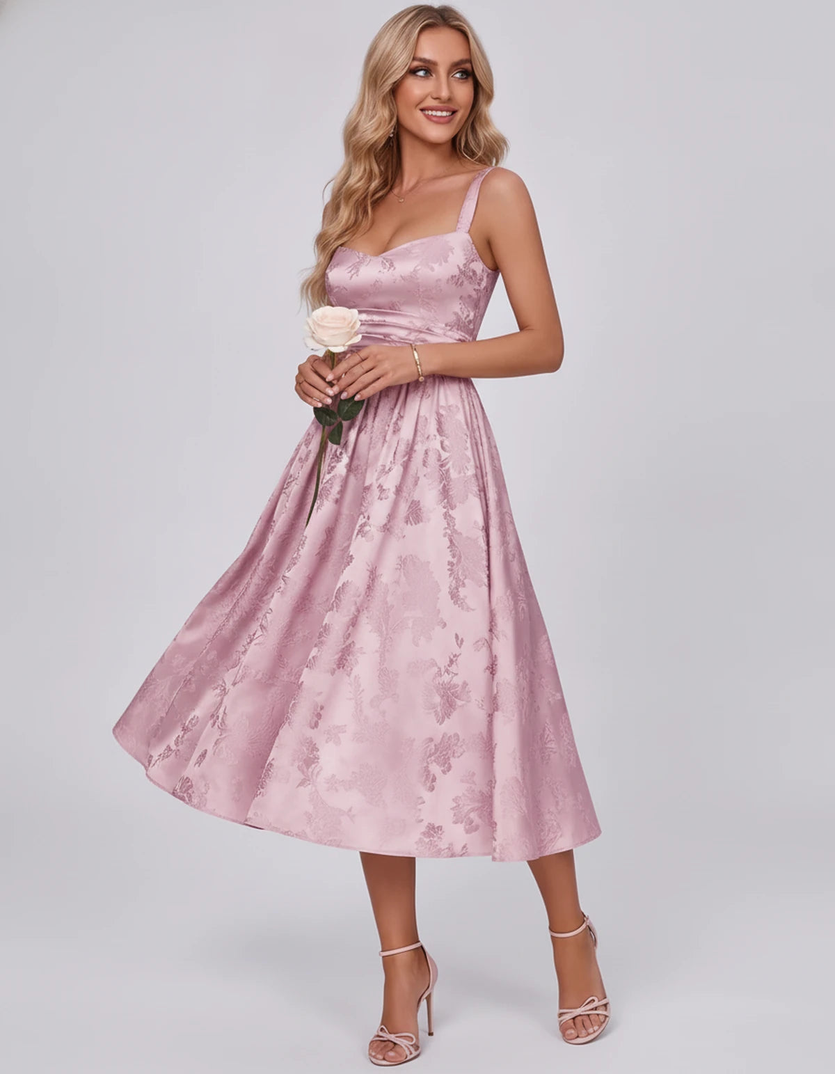Pervenche Midi Dresses — Pink | SKU: SD-57377-pink-2,SD-57377-pink-4,SD-57377-pink-6,SD-57377-pink-8,SD-57377-pink-10,SD-57377-pink-12,SD-57377-pink-14,SD-57377-pink-16,SD-57377-pink-16W,SD-57377-pink-18W,SD-57377-pink-20W,SD-57377-pink-22W