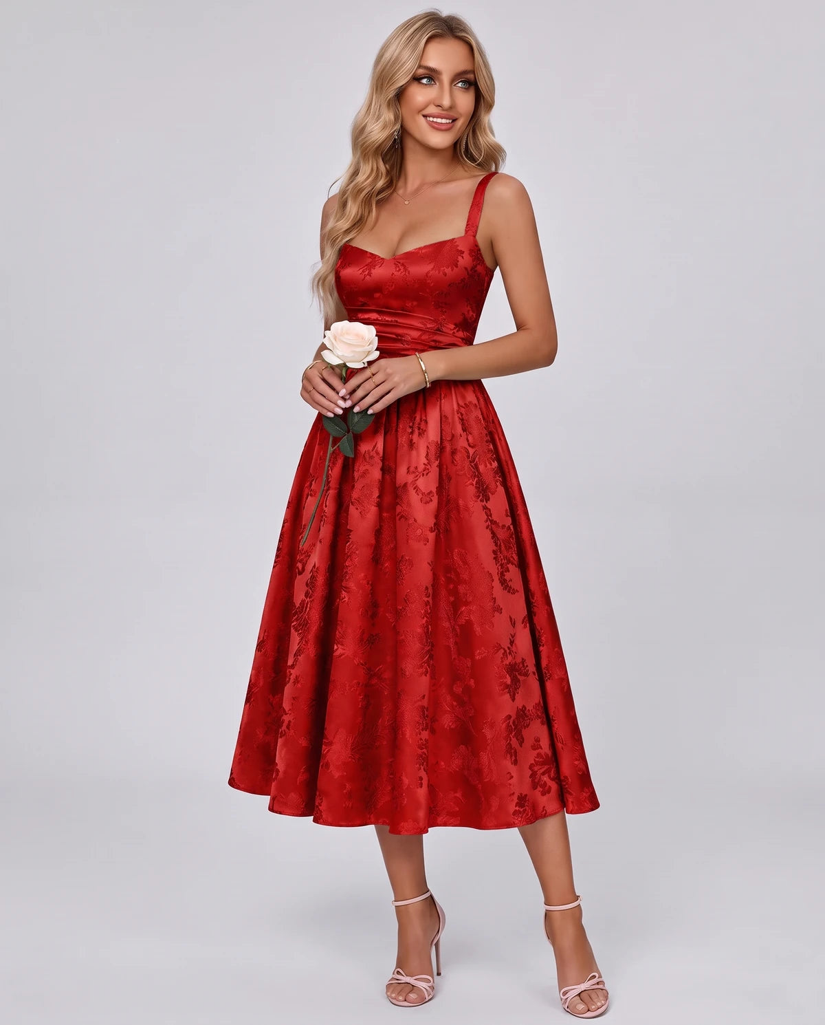 Pervenche Midi Dresses — Red