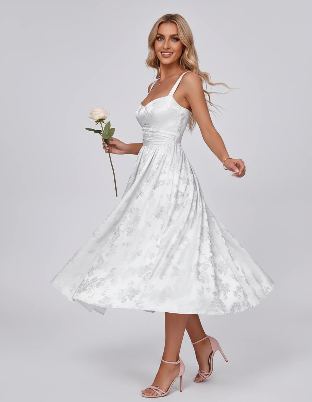 Pervenche Midi Dresses — White | SKU: SD-57377-white-2,SD-57377-white-4,SD-57377-white-6,SD-57377-white-8,SD-57377-white-10,SD-57377-white-12,SD-57377-white-14,SD-57377-white-16,SD-57377-white-16W,SD-57377-white-18W,SD-57377-white-20W,SD-57377-white-22W