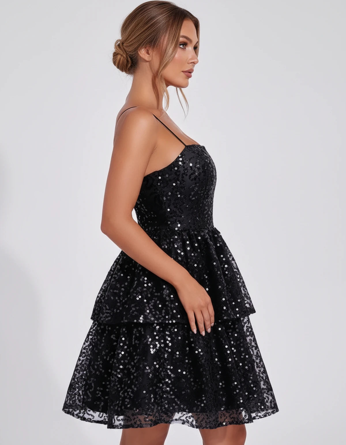 Pierrette Mini Dress — Black | SKU: SD-79797-black-2,SD-79797-black-4,SD-79797-black-6,SD-79797-black-8,SD-79797-black-10,SD-79797-black-12,SD-79797-black-14,SD-79797-black-16,SD-79797-black-16W,SD-79797-black-18W,SD-79797-black-20W,SD-79797-black-22W