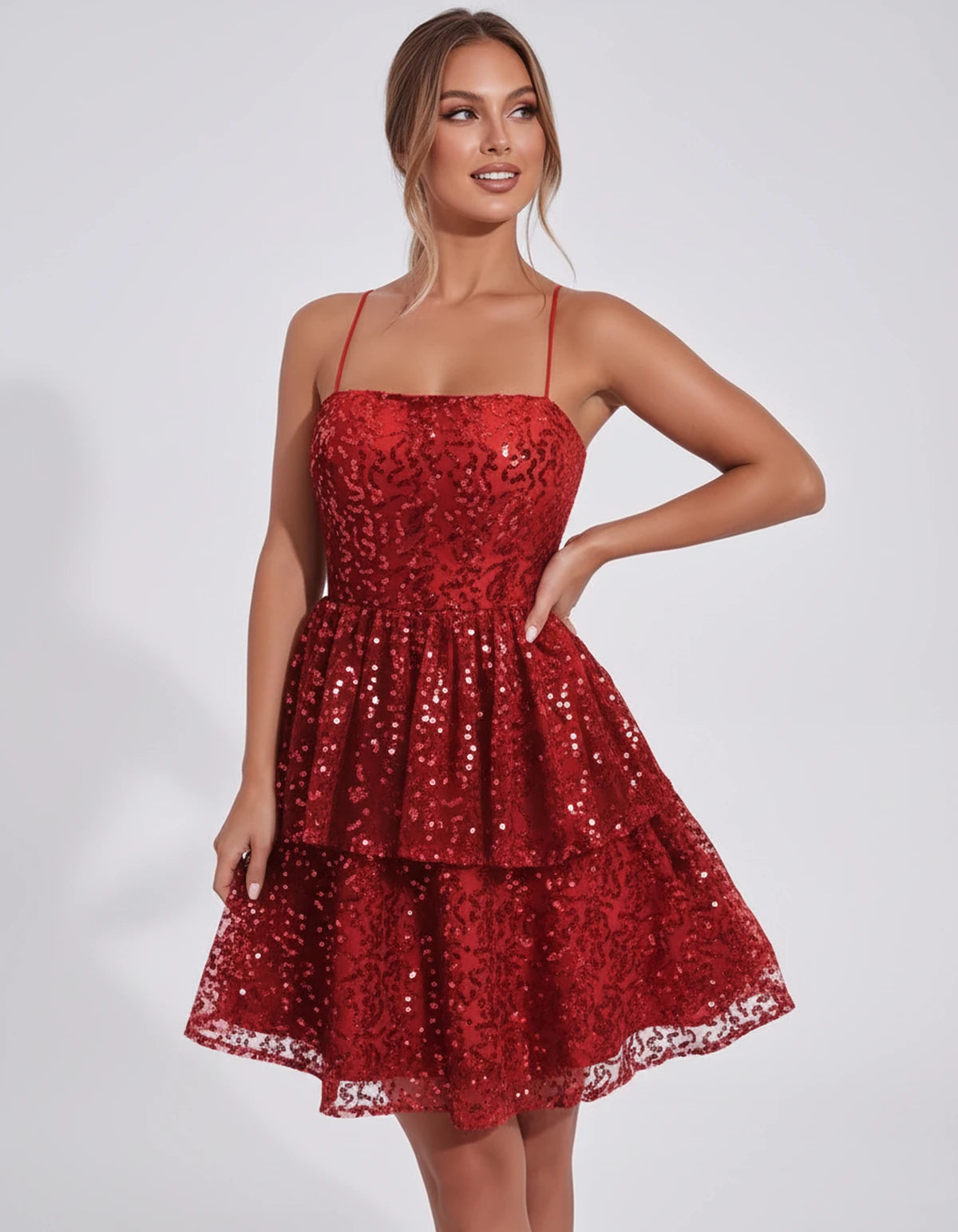 Pierrette Mini Dress — Red | SKU: SD-79797-red-2,SD-79797-red-4,SD-79797-red-6,SD-79797-red-8,SD-79797-red-10,SD-79797-red-12,SD-79797-red-14,SD-79797-red-16,SD-79797-red-16W,SD-79797-red-18W,SD-79797-red-20W,SD-79797-red-22W