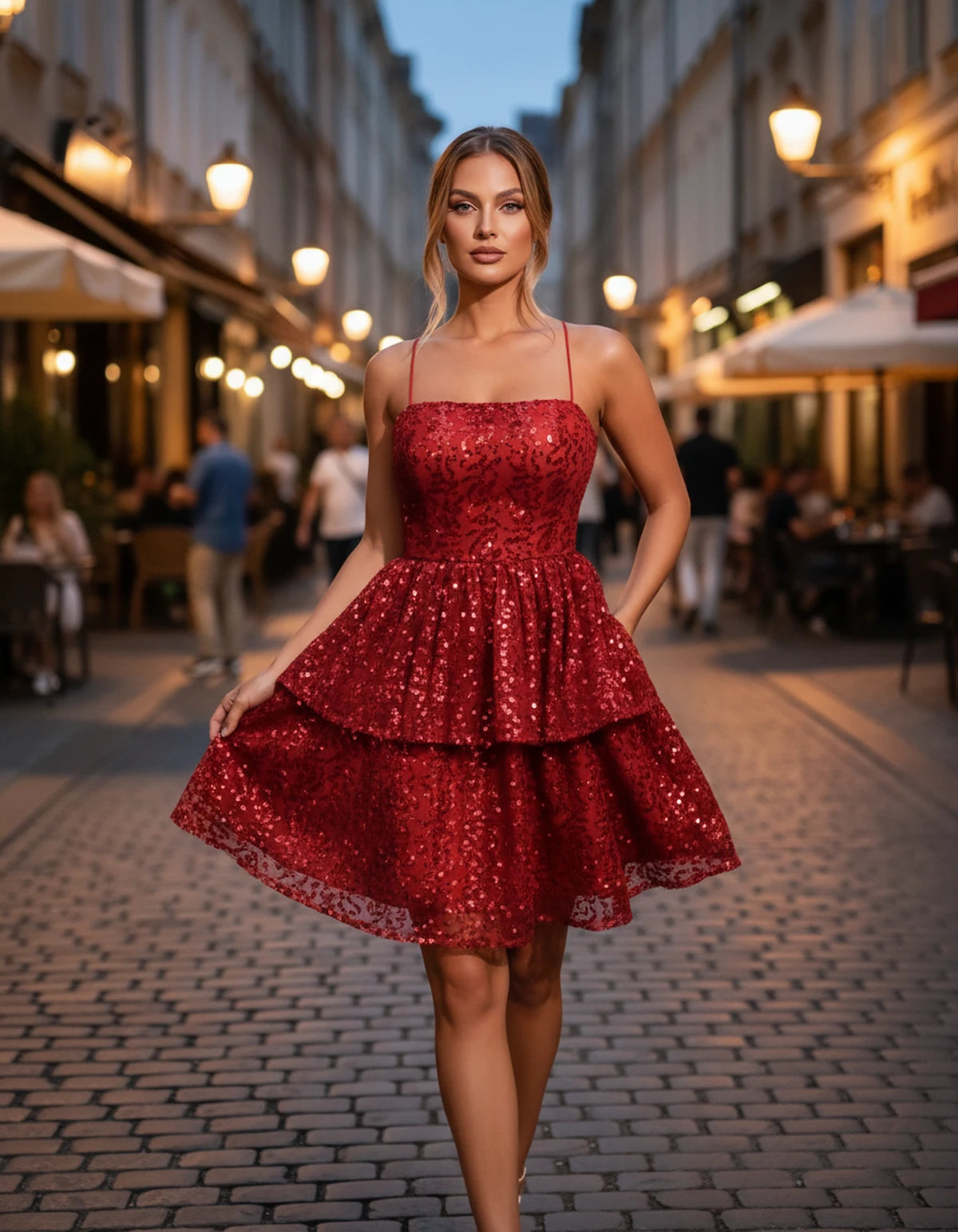 Pierrette Mini Dress — Red | SKU: SD-79797-red-2,SD-79797-red-4,SD-79797-red-6,SD-79797-red-8,SD-79797-red-10,SD-79797-red-12,SD-79797-red-14,SD-79797-red-16,SD-79797-red-16W,SD-79797-red-18W,SD-79797-red-20W,SD-79797-red-22W