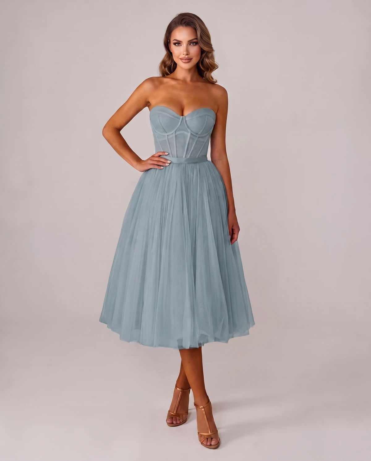 Pomona Midi Dresses — Dusty Blue | SKU: SD-38566-dustyblue-2,SD-38566-dustyblue-4,SD-38566-dustyblue-6,SD-38566-dustyblue-8,SD-38566-dustyblue-10,SD-38566-dustyblue-12,SD-38566-dustyblue-14,SD-38566-dustyblue-14W,SD-38566-dustyblue-16,SD-38566-dustyblue-16W,SD-38566-dustyblue-18W,SD-38566-dustyblue-20W