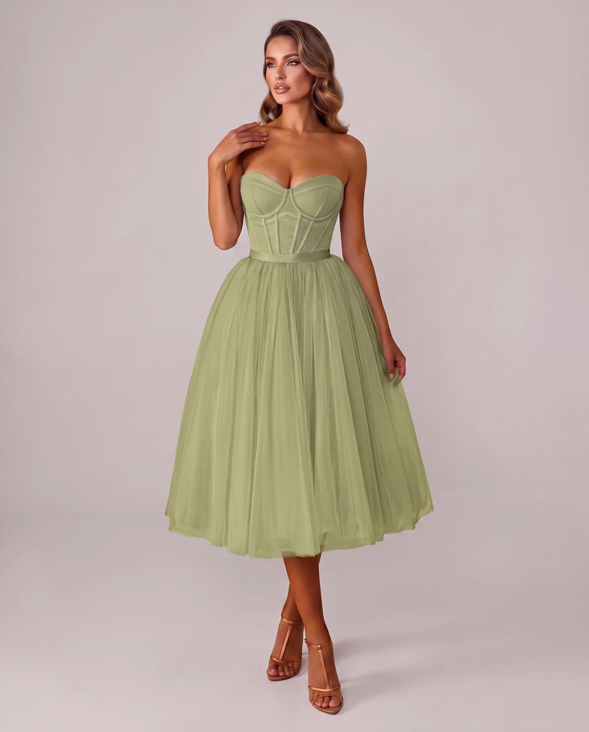 Pomona Midi Dresses — Sage Green | SKU: SD-38566-sagegreen-2,SD-38566-sagegreen-4,SD-38566-sagegreen-6,SD-38566-sagegreen-8,SD-38566-sagegreen-10,SD-38566-sagegreen-12,SD-38566-sagegreen-14,SD-38566-sagegreen-14W,SD-38566-sagegreen-16,SD-38566-sagegreen-16W,SD-38566-sagegreen-18W,SD-38566-sagegreen-20W