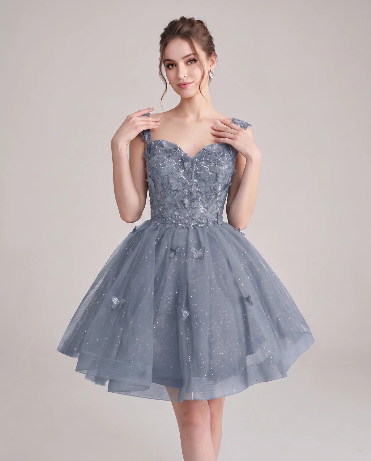 Quintessa Mini Dress — Dusty Blue | SKU: SD-50365-dustyblue-2,SD-50365-dustyblue-4,SD-50365-dustyblue-6,SD-50365-dustyblue-8,SD-50365-dustyblue-10,SD-50365-dustyblue-12,SD-50365-dustyblue-14,SD-50365-dustyblue-16,SD-50365-dustyblue-16W,SD-50365-dustyblue-18W,SD-50365-dustyblue-20W,SD-50365-dustyblue-22W